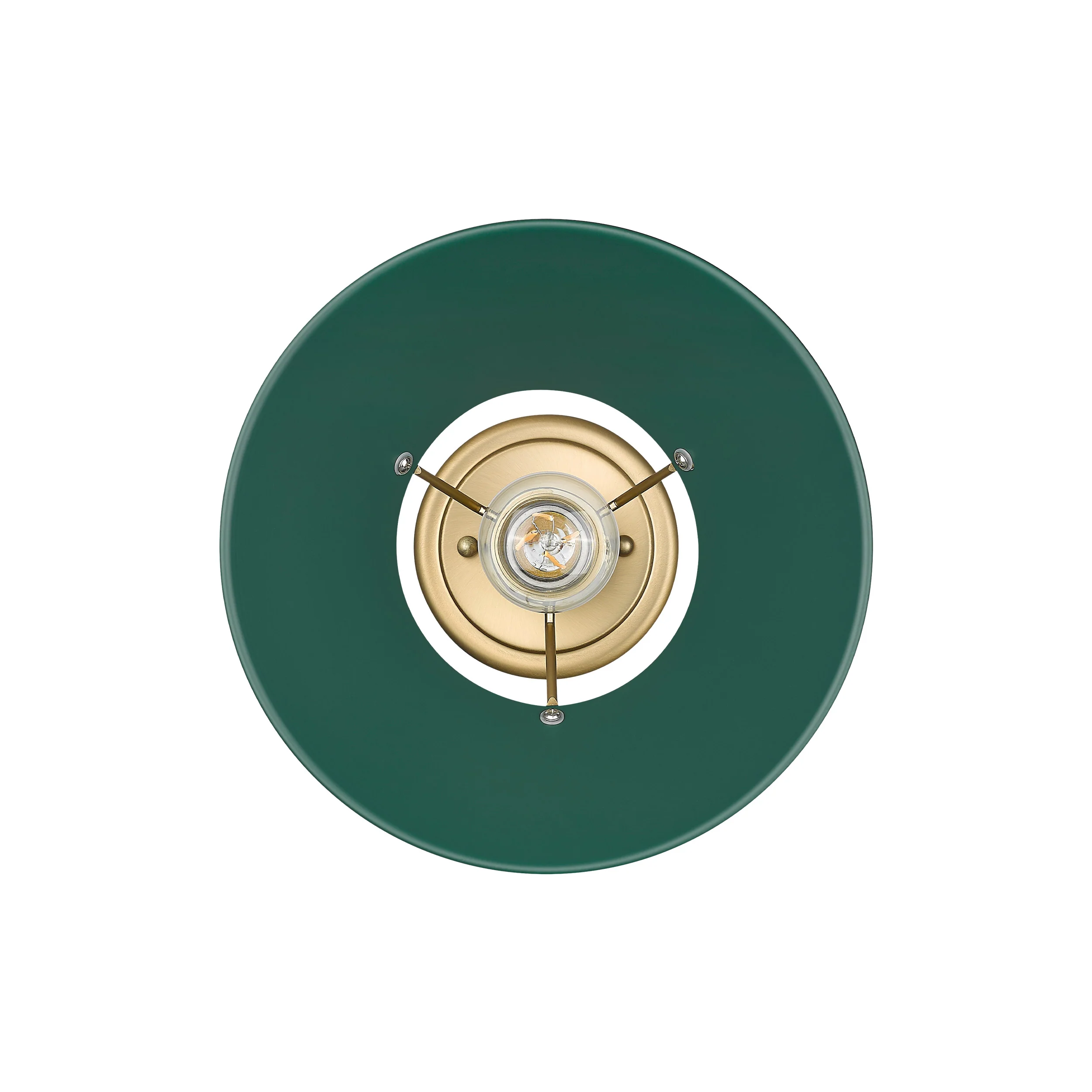Orwell 1-light Flush Mount in Brushed Champagne Brass and Pine Green shade - Image 3
