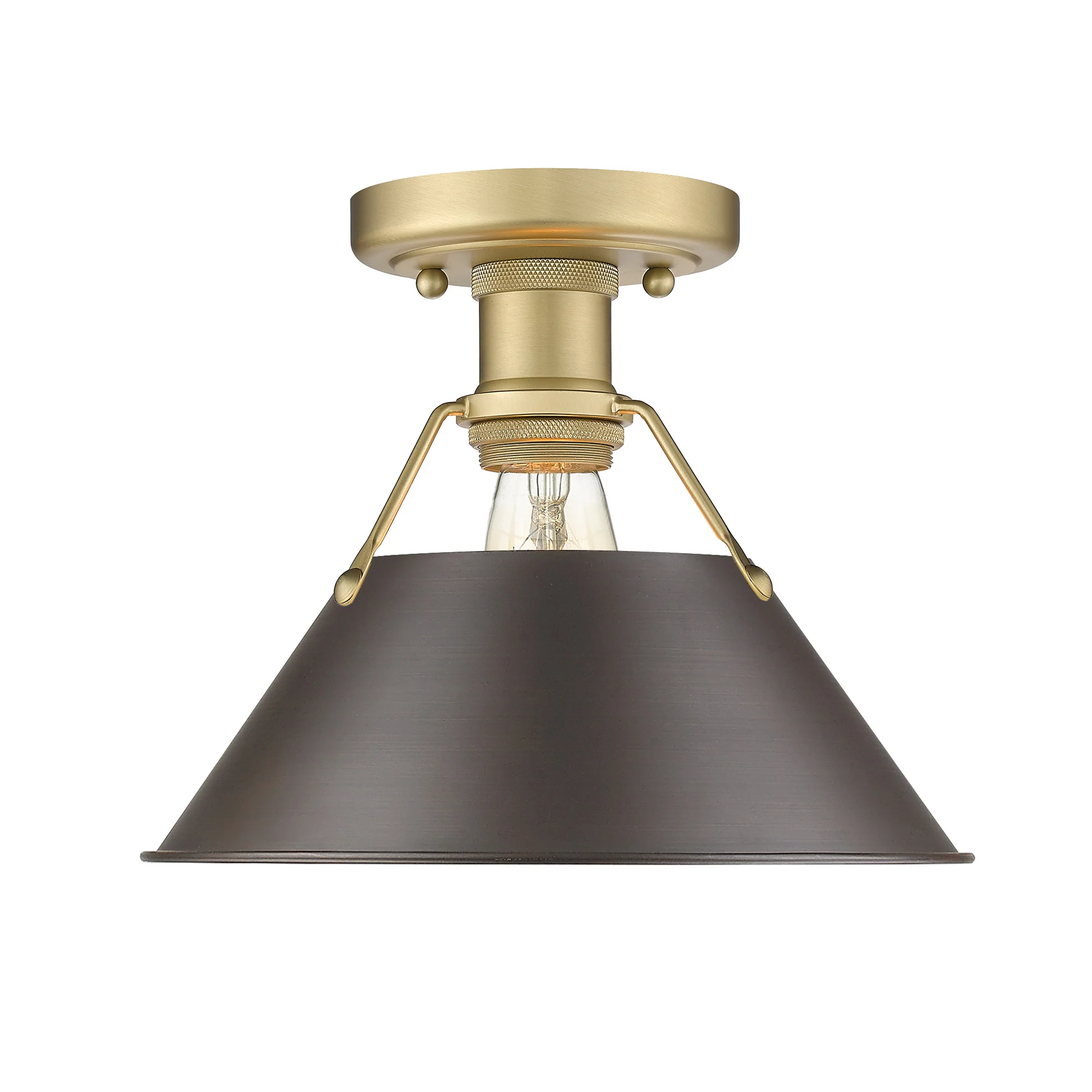 Orwell 1-light Flush Mount in Brushed Champagne Brass and Rubbed Bronze shade - Image 2