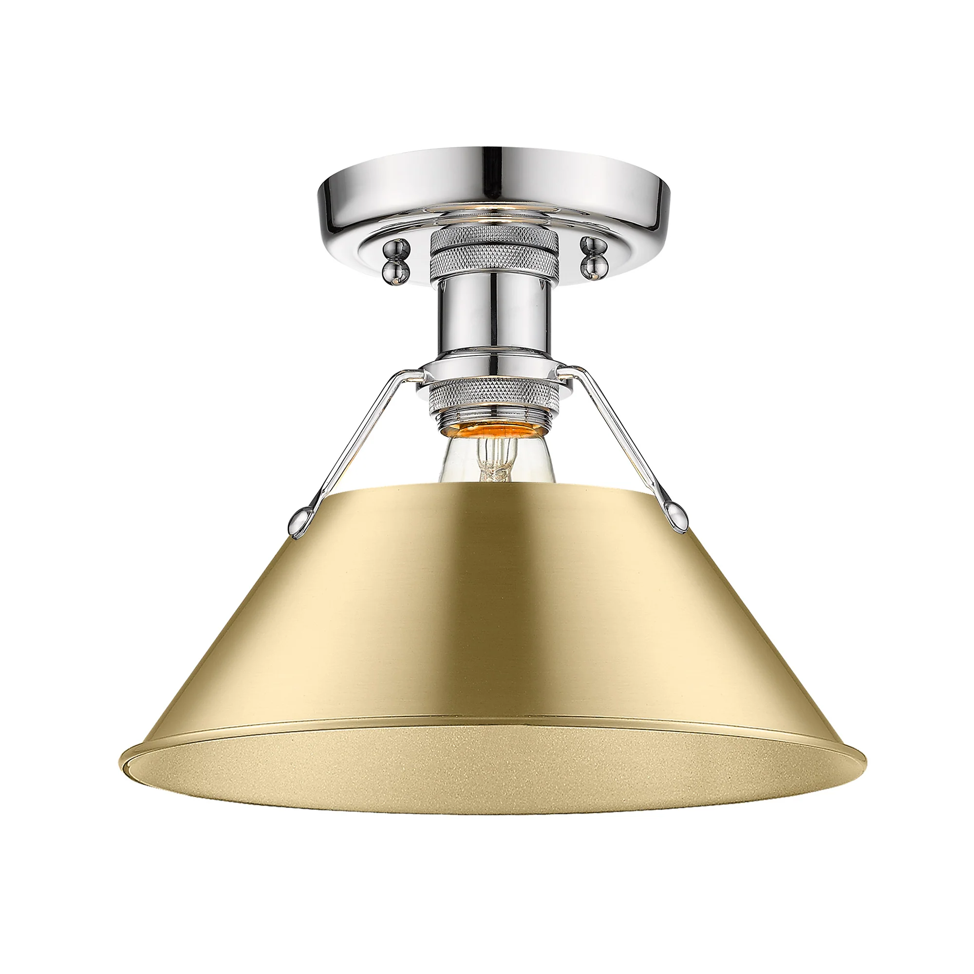 Orwell 1-light Flush Mount in Chrome and Brushed Champagne Brass shade