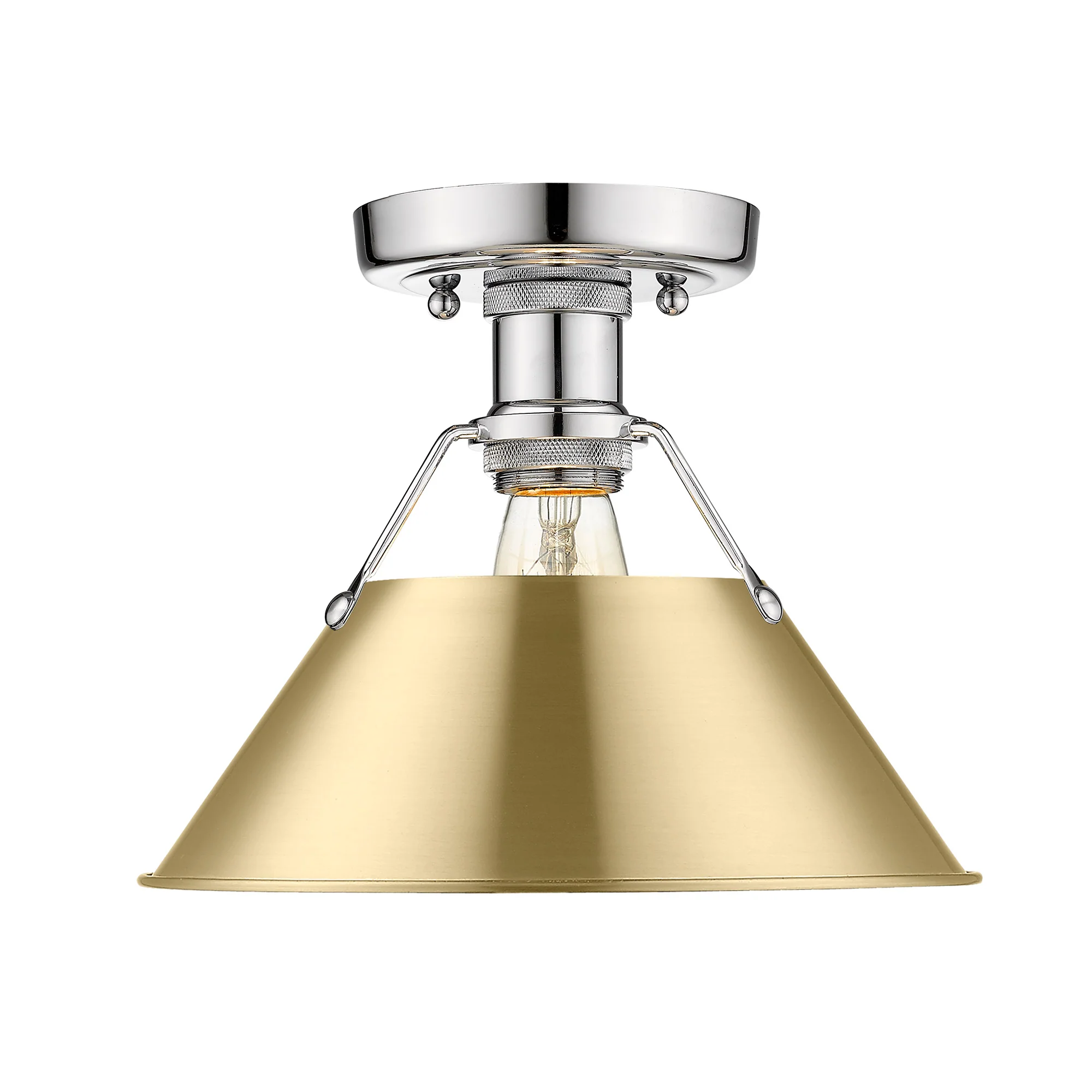 Orwell 1-light Flush Mount in Chrome and Brushed Champagne Brass shade - Image 2
