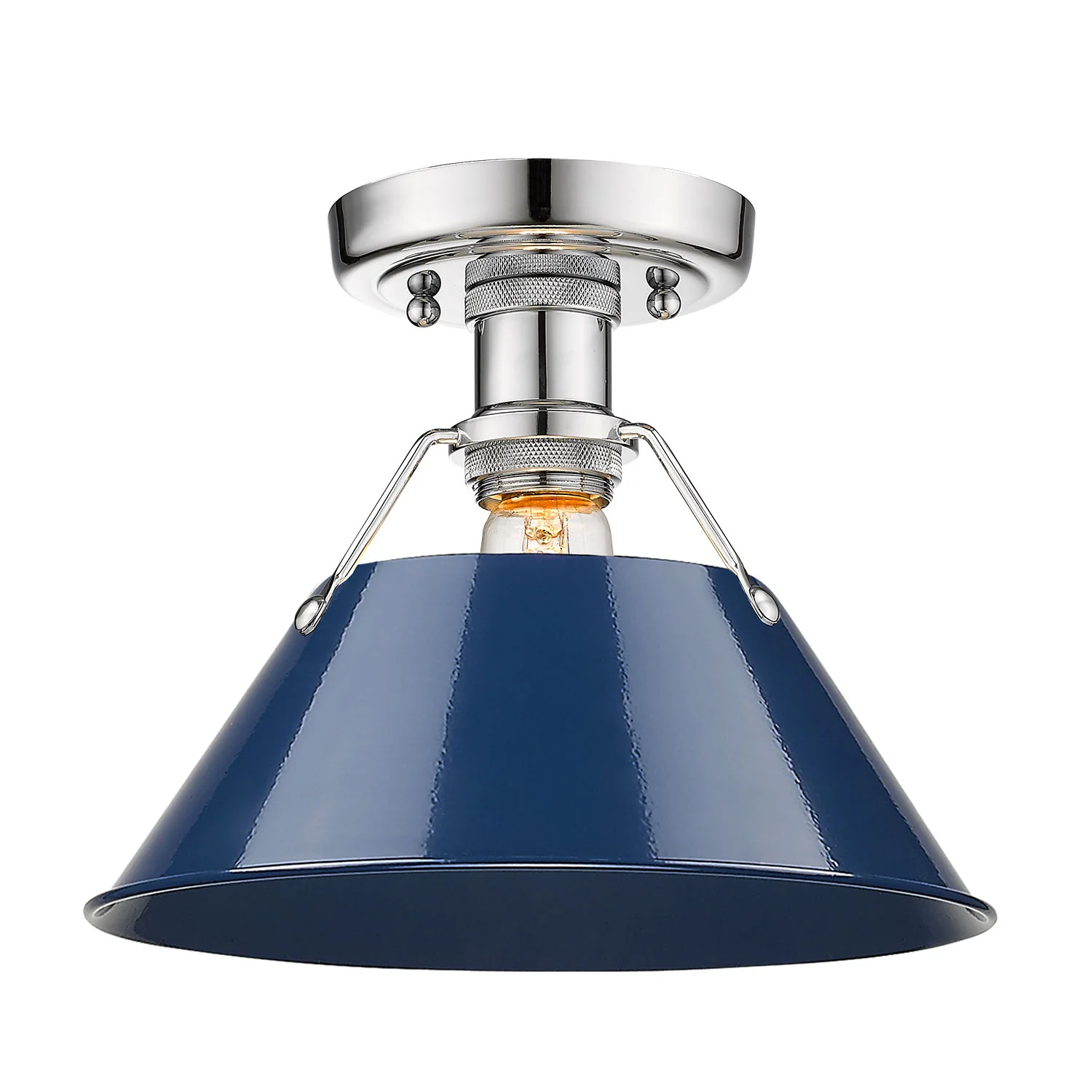 Orwell 1-light Flush Mount in Chrome and Navy Blue shade