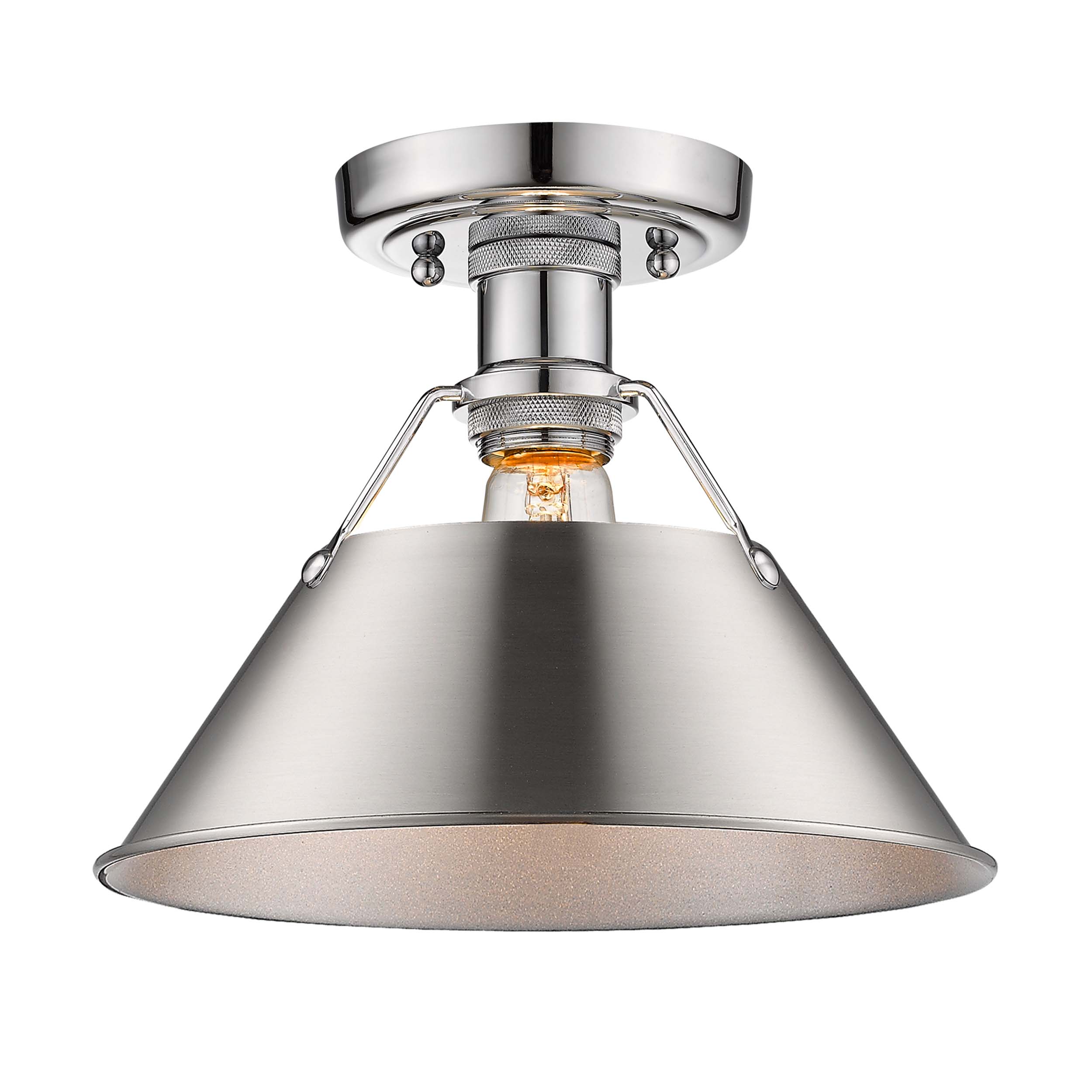 Orwell 1-light Flush Mount in Chrome and Pewter shade