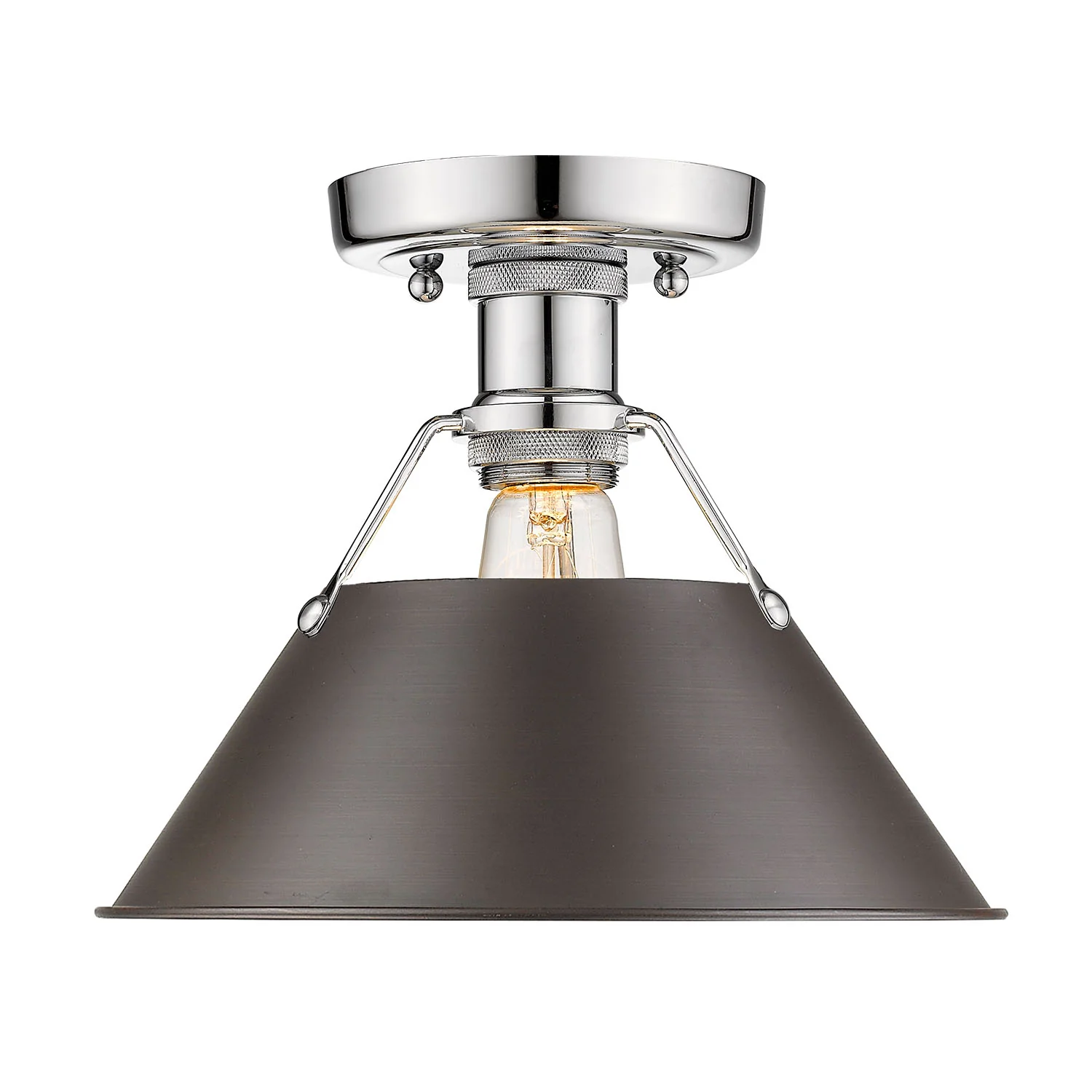 Orwell 1-light Flush Mount in Chrome and Rubbed Bronze shade - Image 2