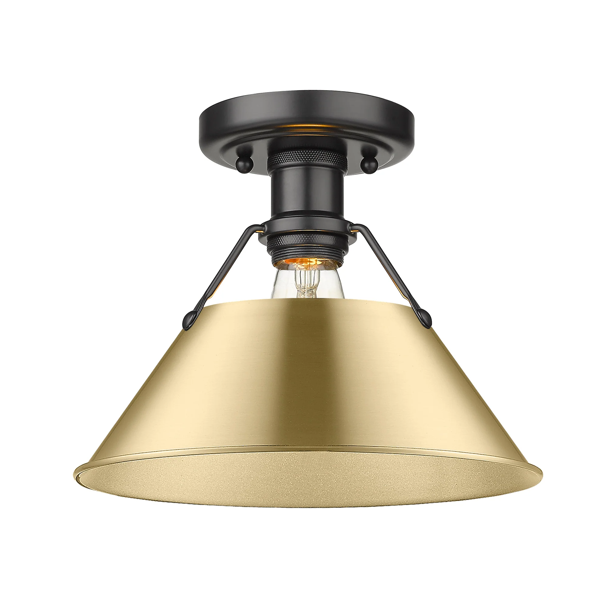 Orwell 1-light Flush Mount in Matte Black and Brushed Champagne Brass shade