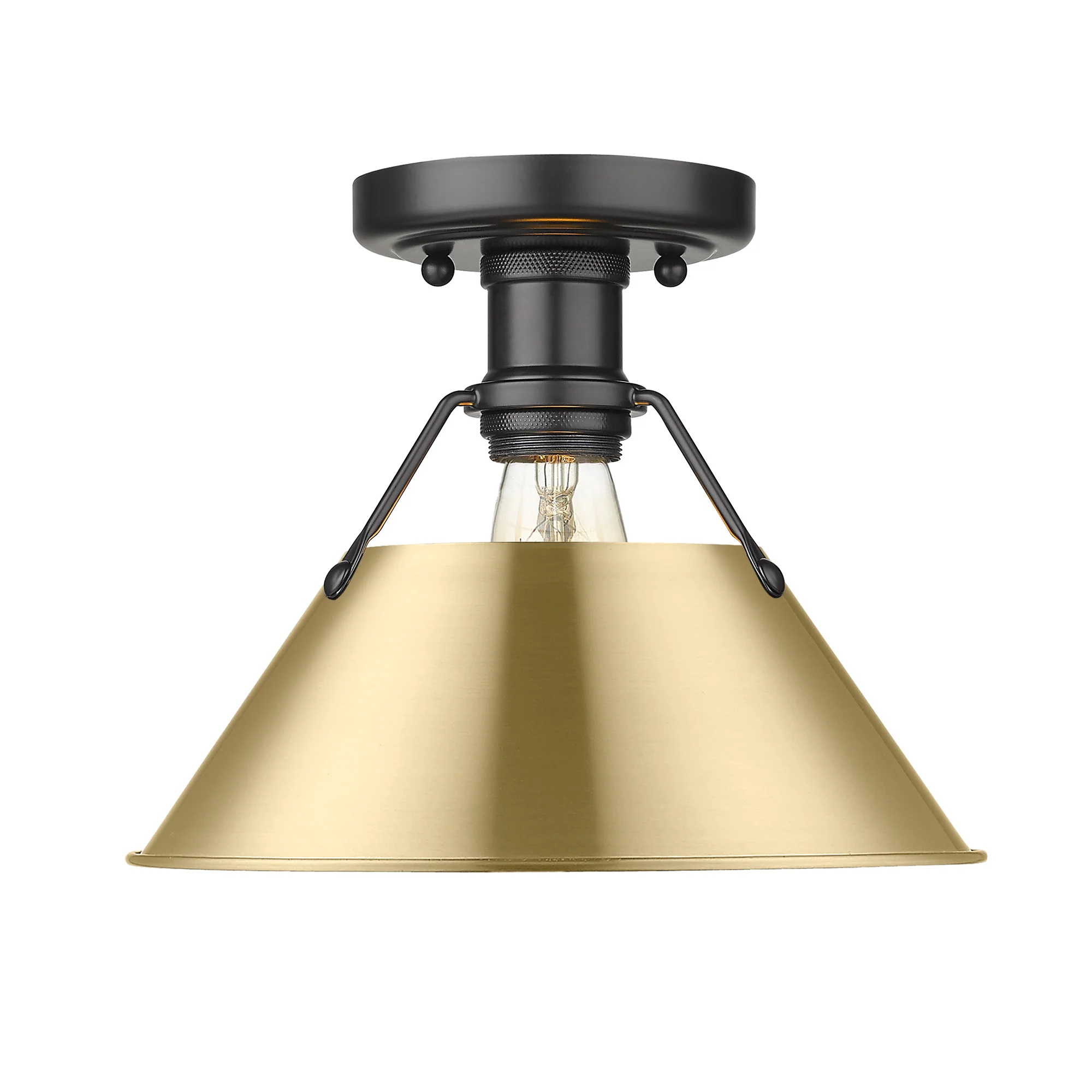 Orwell 1-light Flush Mount in Matte Black and Brushed Champagne Brass shade - Image 2