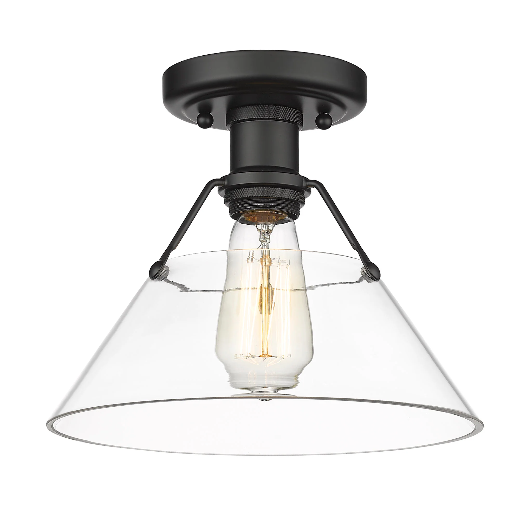 Orwell 1-light Flush Mount in Matte Black and Clear Glass