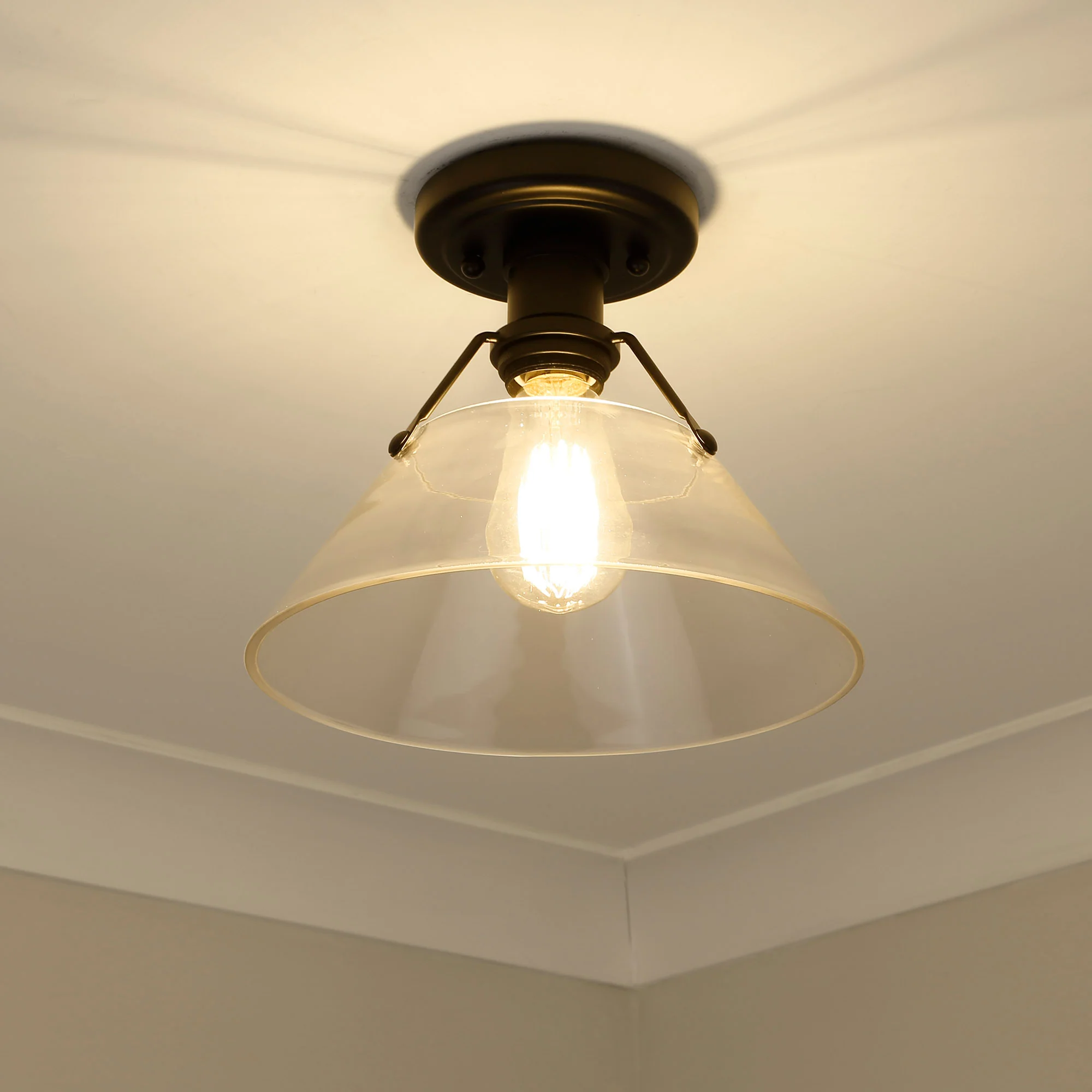 Orwell 1-light Flush Mount in Matte Black and Clear Glass - Image 3