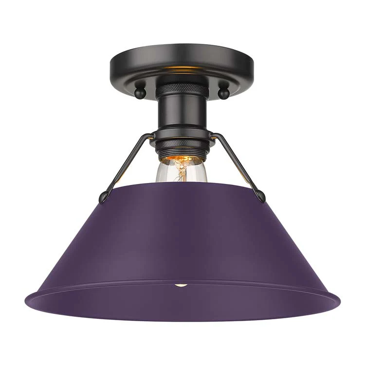 Orwell 1-light Flush Mount in Matte Black and Exotic Purple shade