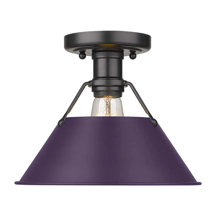 Orwell 1-light Flush Mount in Matte Black and Exotic Purple shade - Image 2