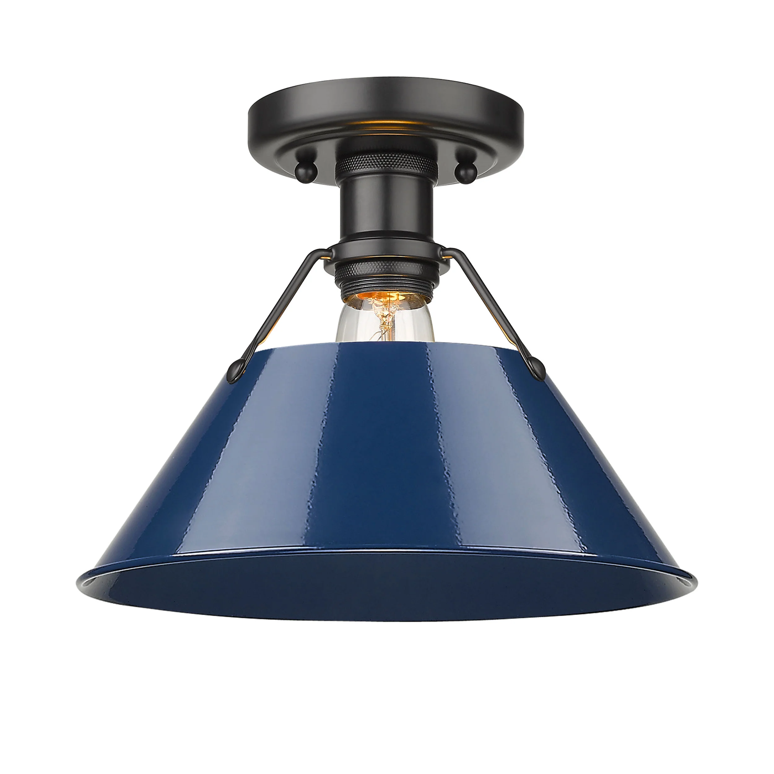 Orwell 1-light Flush Mount in Matte Black and Navy Blue shade