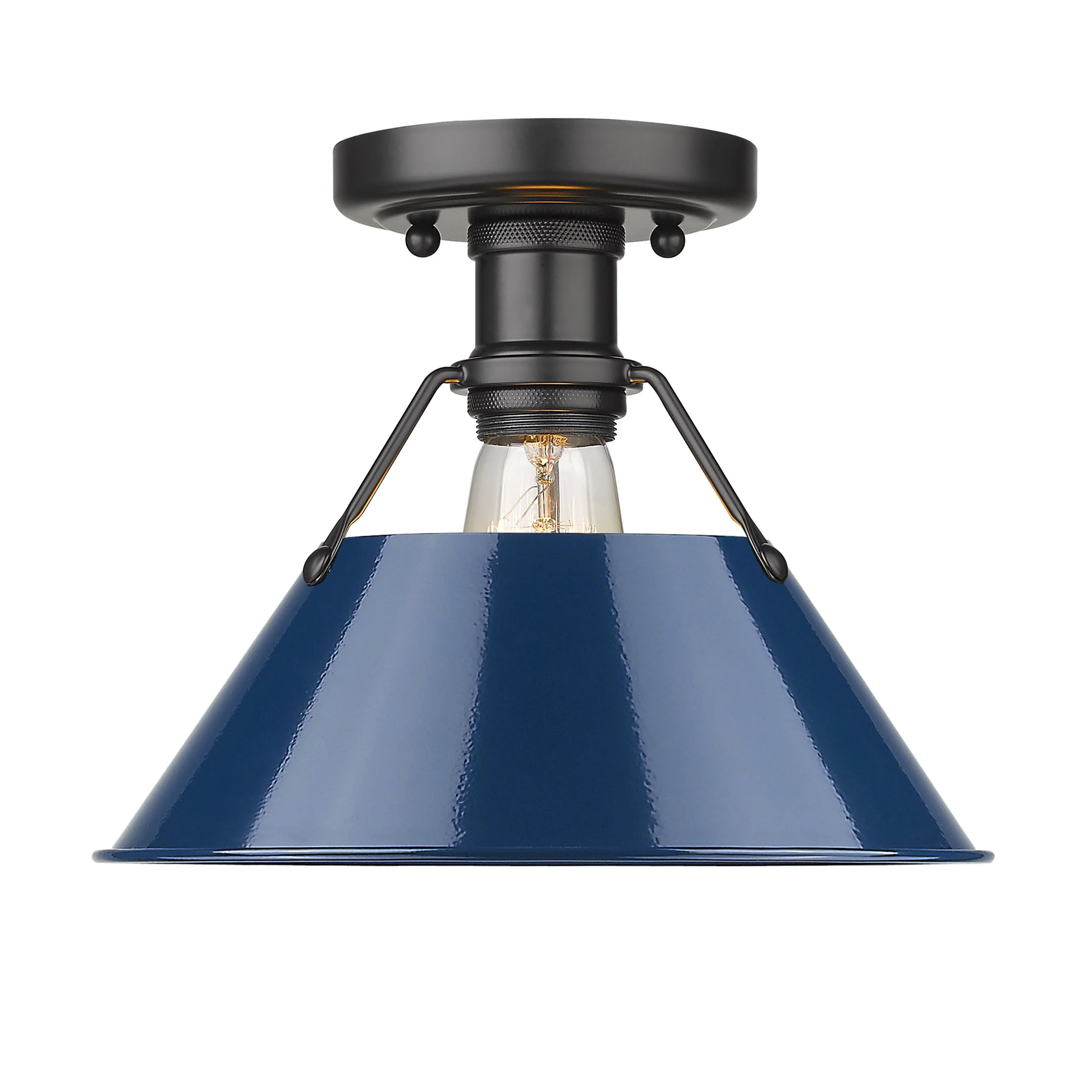 Orwell 1-light Flush Mount in Matte Black and Navy Blue shade - Image 2