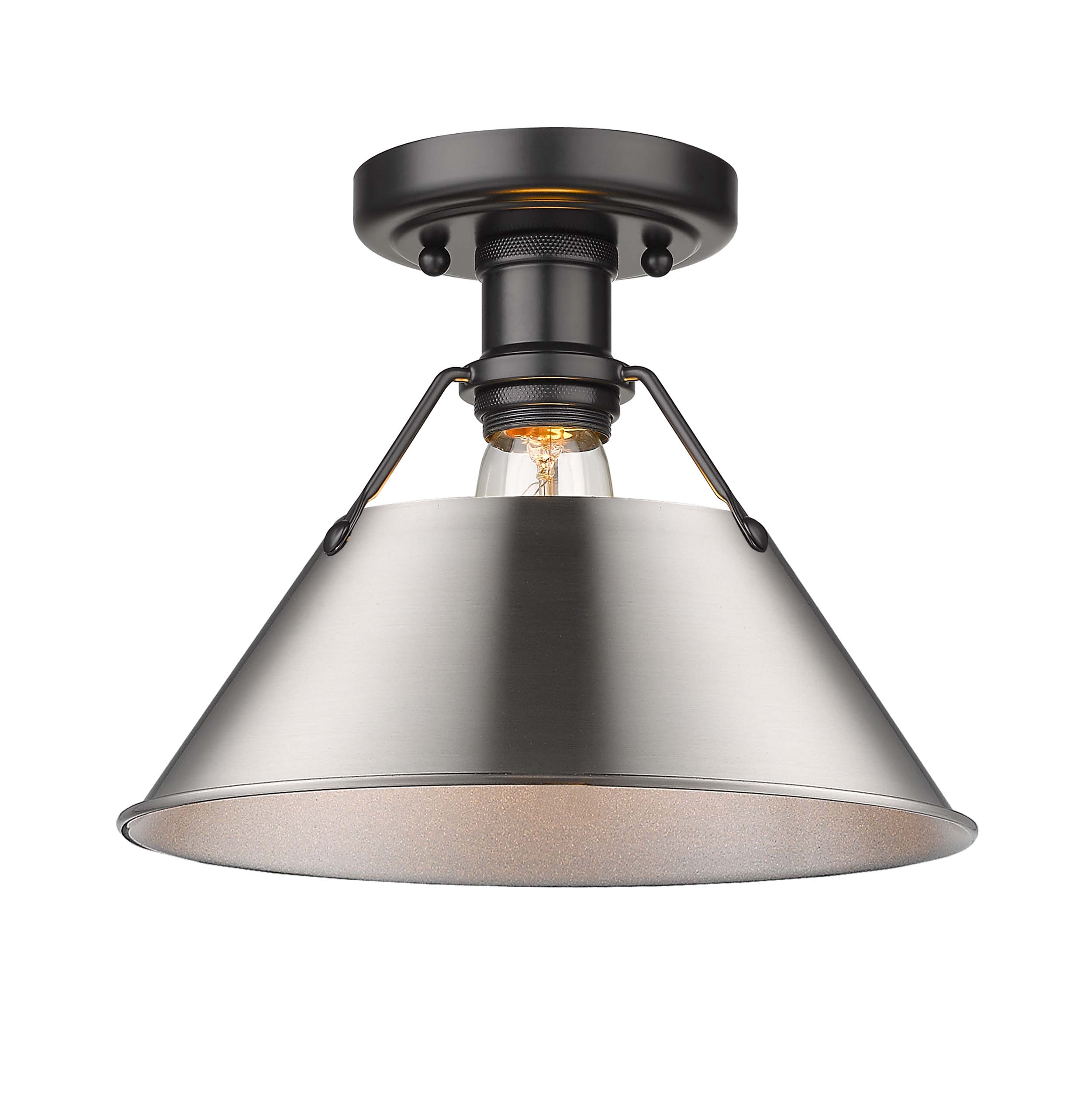 Orwell 1-light Flush Mount in Matte Black and Pewter shade