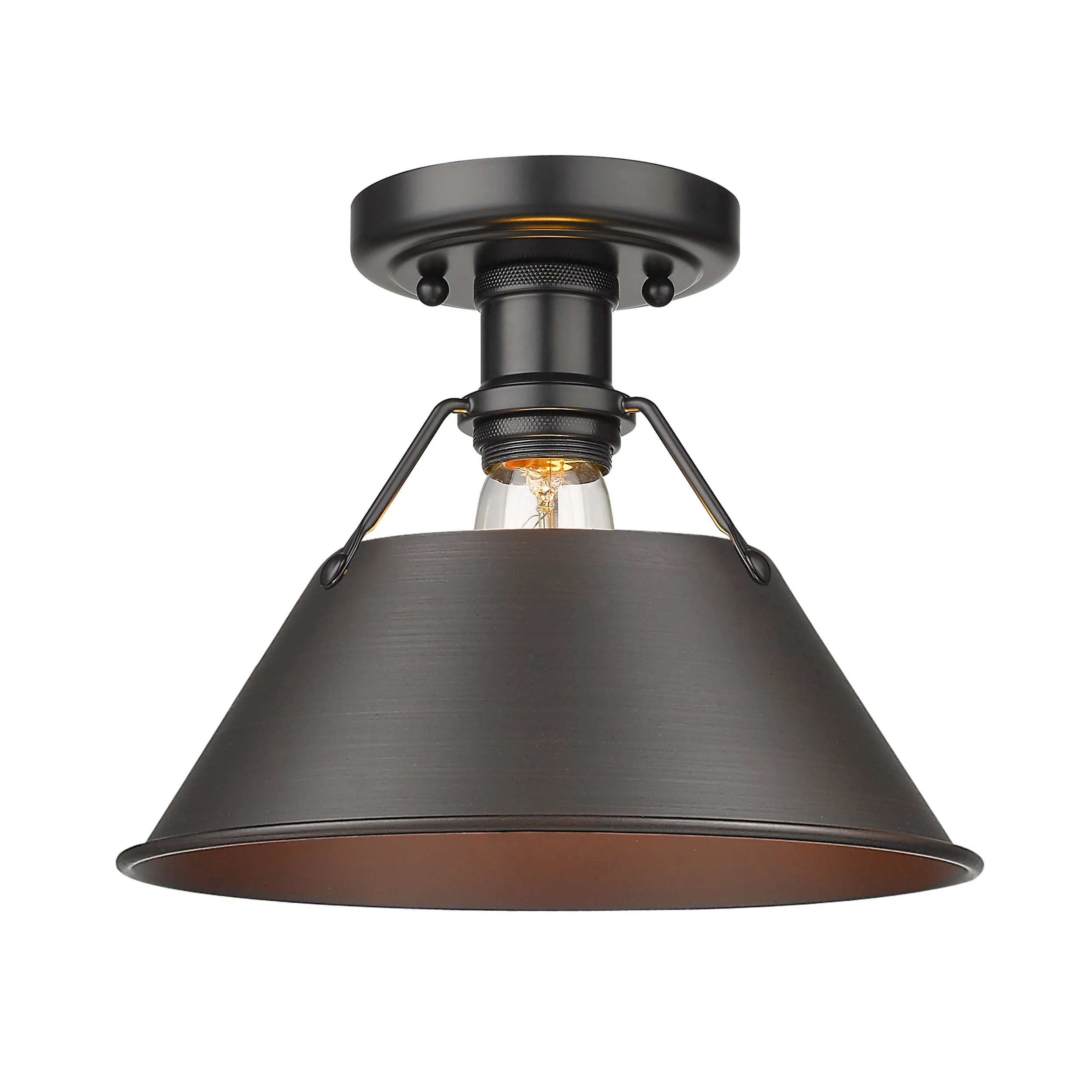 Orwell 1-light Flush Mount in Matte Black and Rubbed Bronze shade