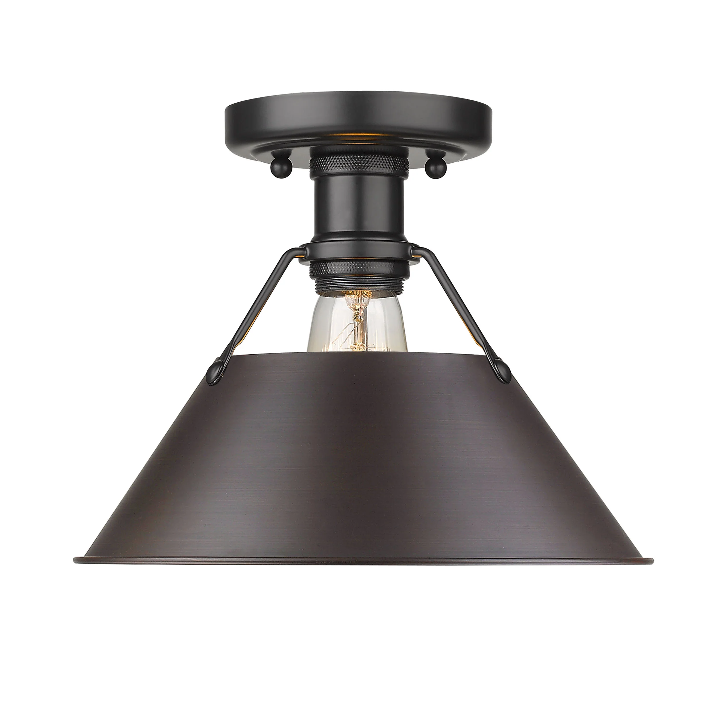 Orwell 1-light Flush Mount in Matte Black and Rubbed Bronze shade - Image 2
