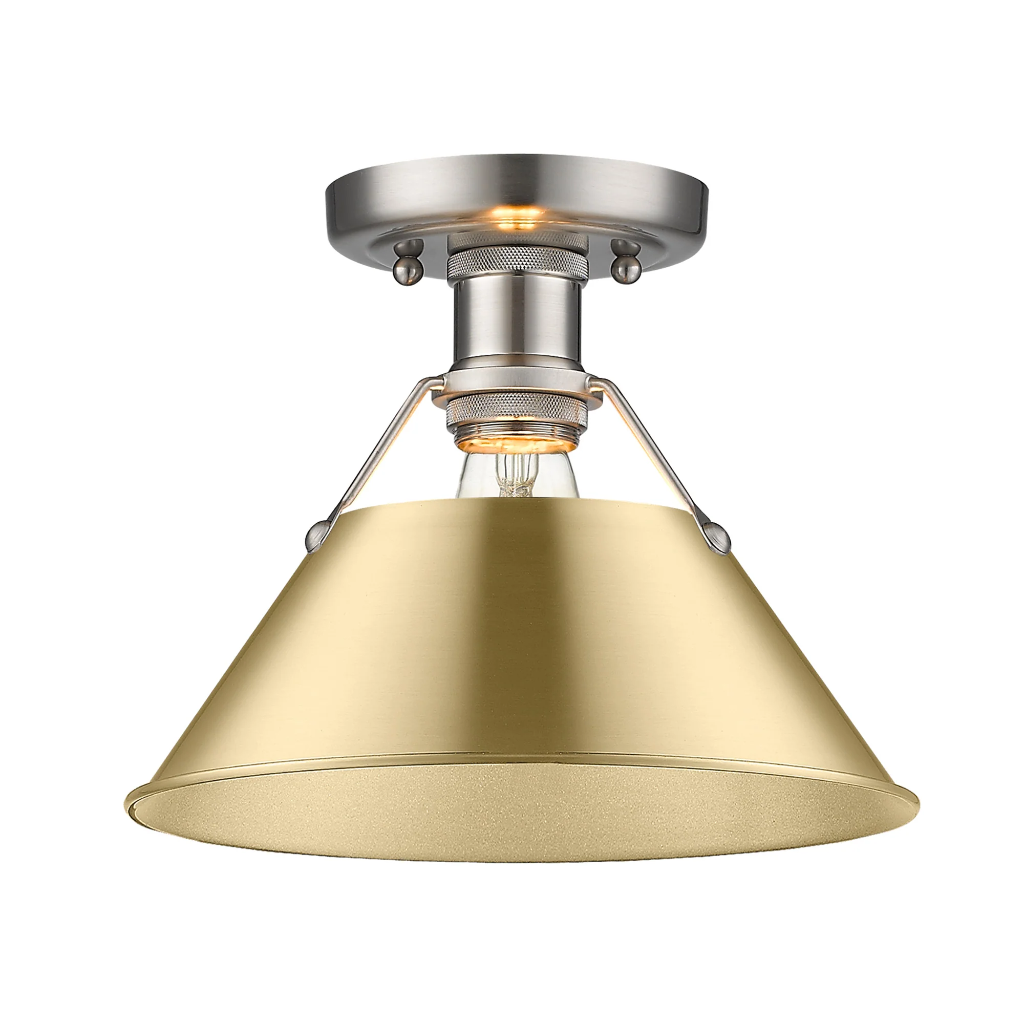 Orwell 1-light Flush Mount in Pewter and Brushed Champagne Brass shade