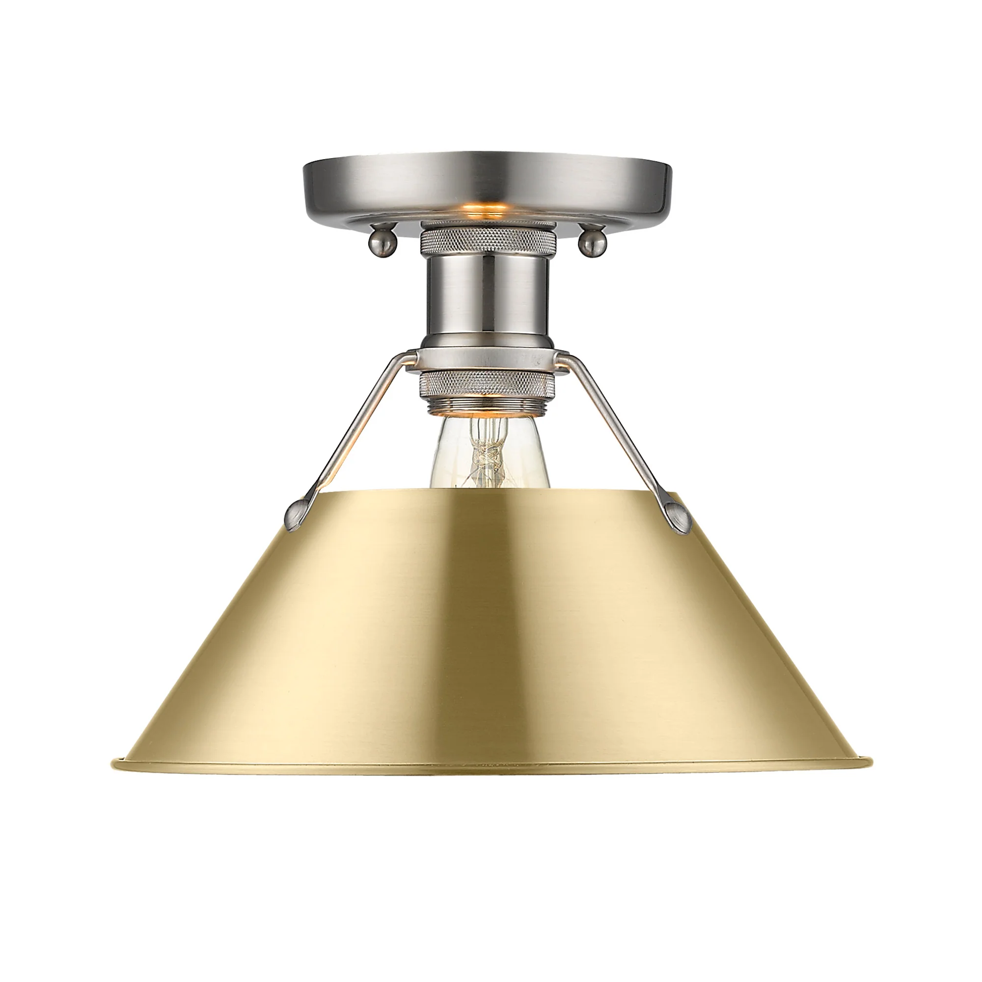 Orwell 1-light Flush Mount in Pewter and Brushed Champagne Brass shade - Image 2