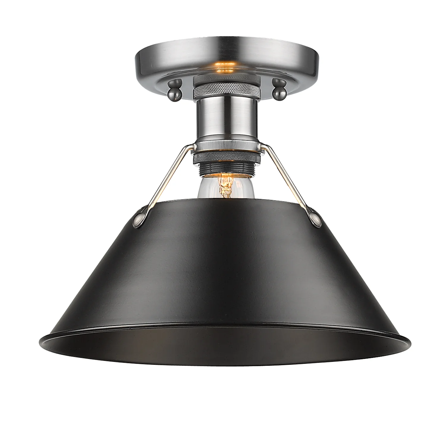 Orwell 1-light Flush Mount in Pewter and Matte Black shade