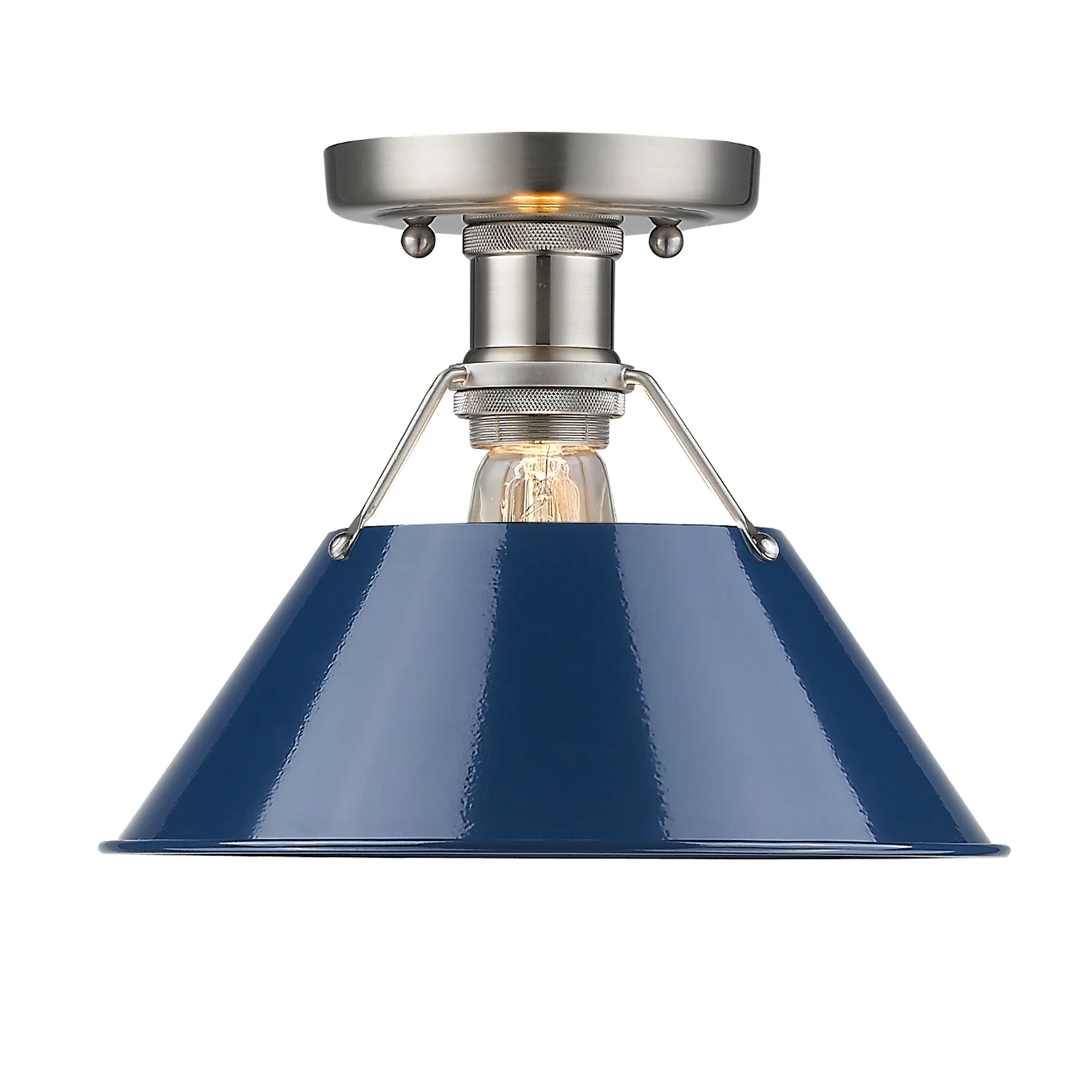 Orwell 1-light Flush Mount in Pewter and Navy Blue shade - Image 2