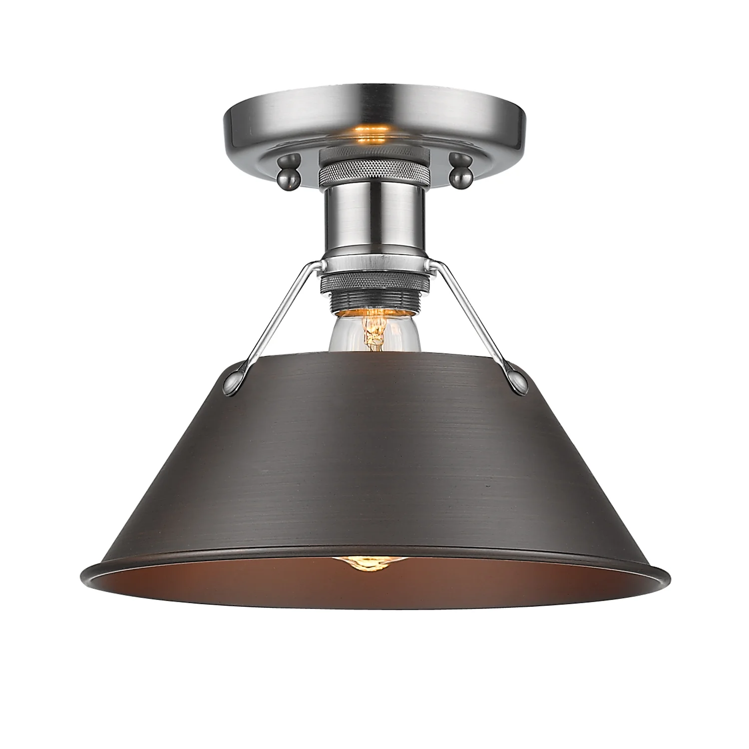 Orwell 1-light Flush Mount in Pewter and Rubbed Bronze shade