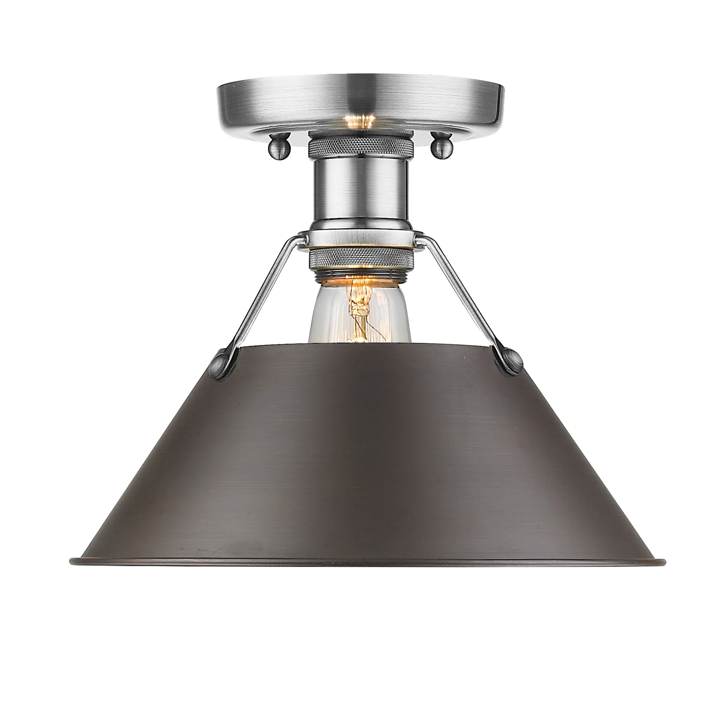 Orwell 1-light Flush Mount in Pewter and Rubbed Bronze shade - Image 2