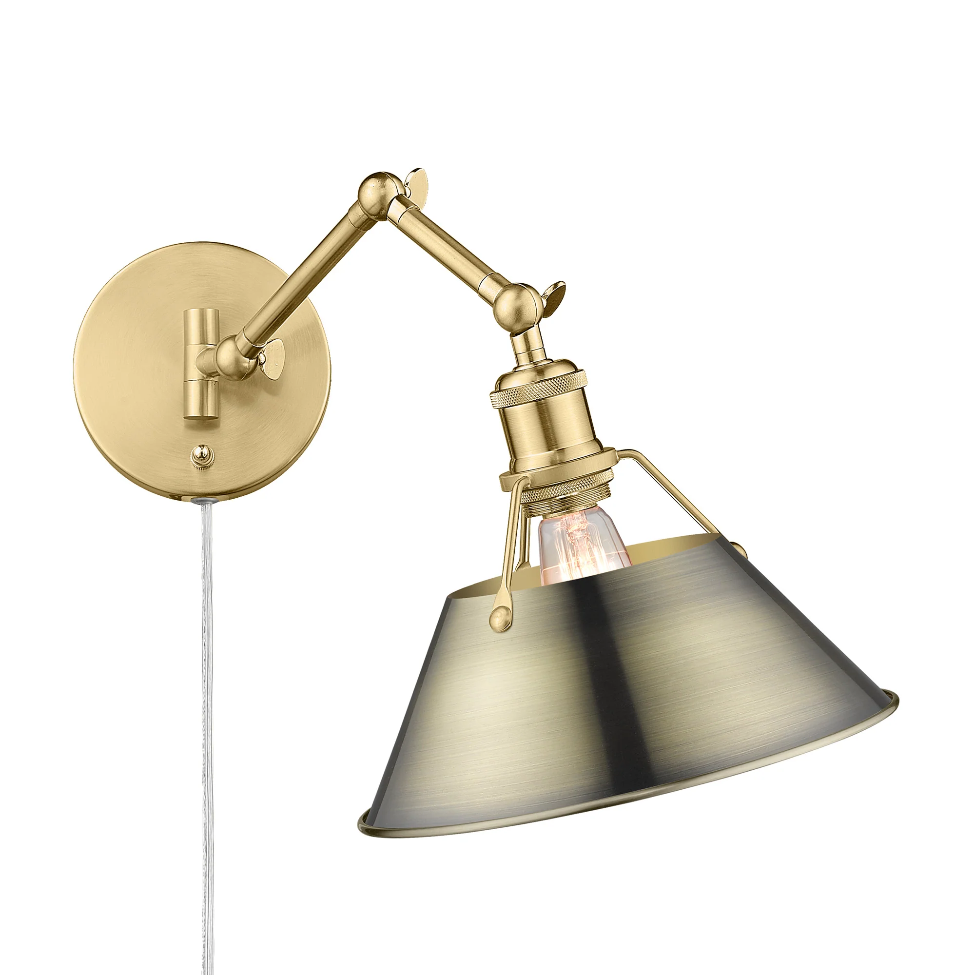 Orwell 1-light Swing Arm in Brushed Champagne Brass and Aged Brass shade - Image 2