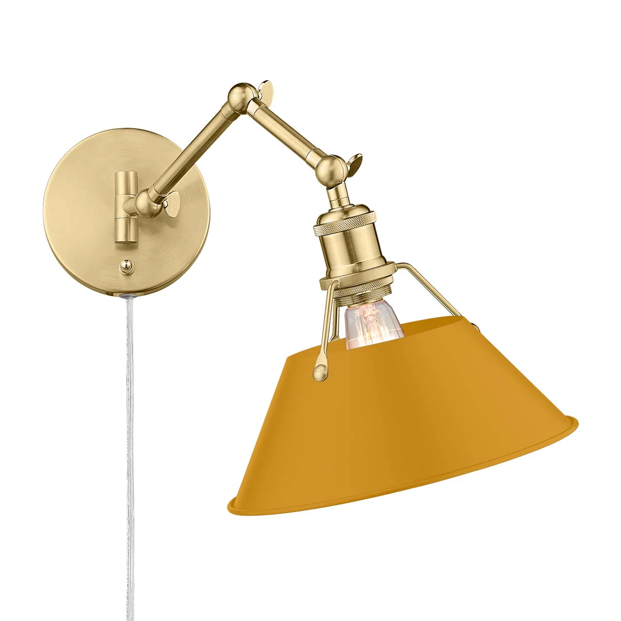 Orwell 1-light Swing Arm in Brushed Champagne Brass and Auric Yellow shade - Image 2