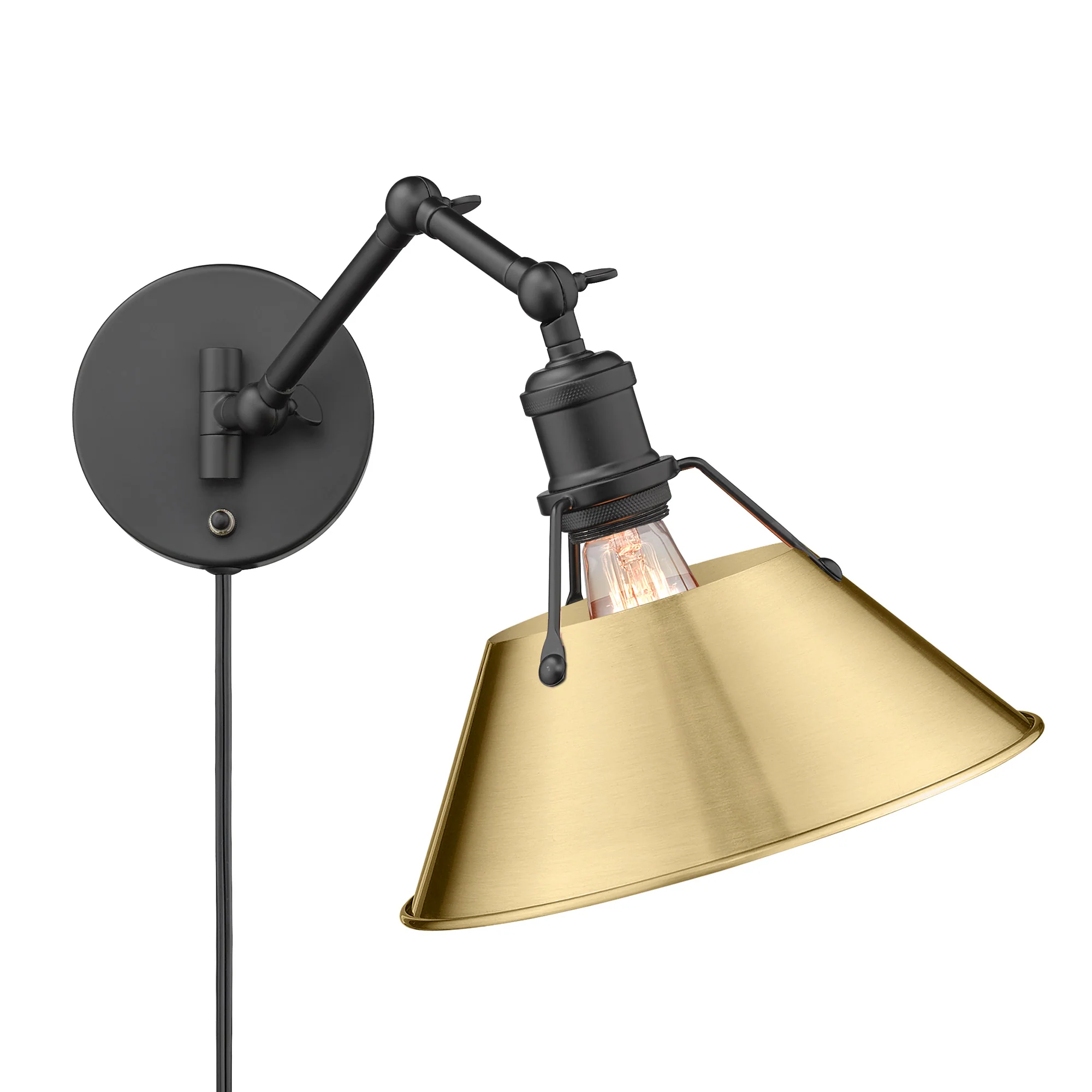 Orwell 1-light Swing Arm in Matte Black and Brushed Champagne Brass shade - Image 2