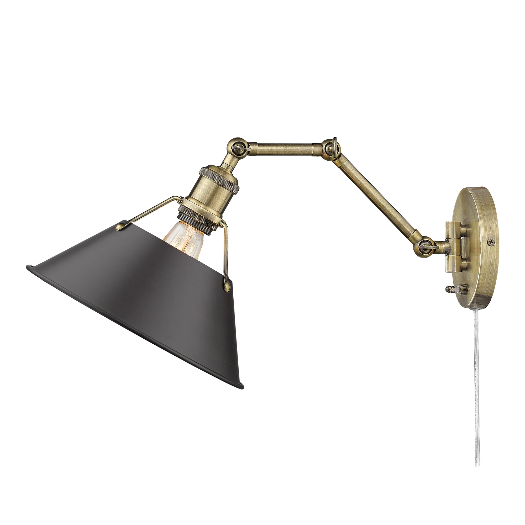 Orwell 1-light Swing Arm Wall Lamp in Aged Brass and Rubbed Bronze shade - Image 4