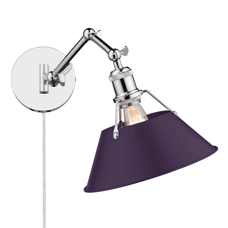 Orwell 1-light Swing Arm Wall Lamp in Chrome and Exotic Purple shade - Image 3
