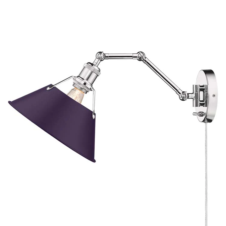 Orwell 1-light Swing Arm Wall Lamp in Chrome and Exotic Purple shade - Image 4