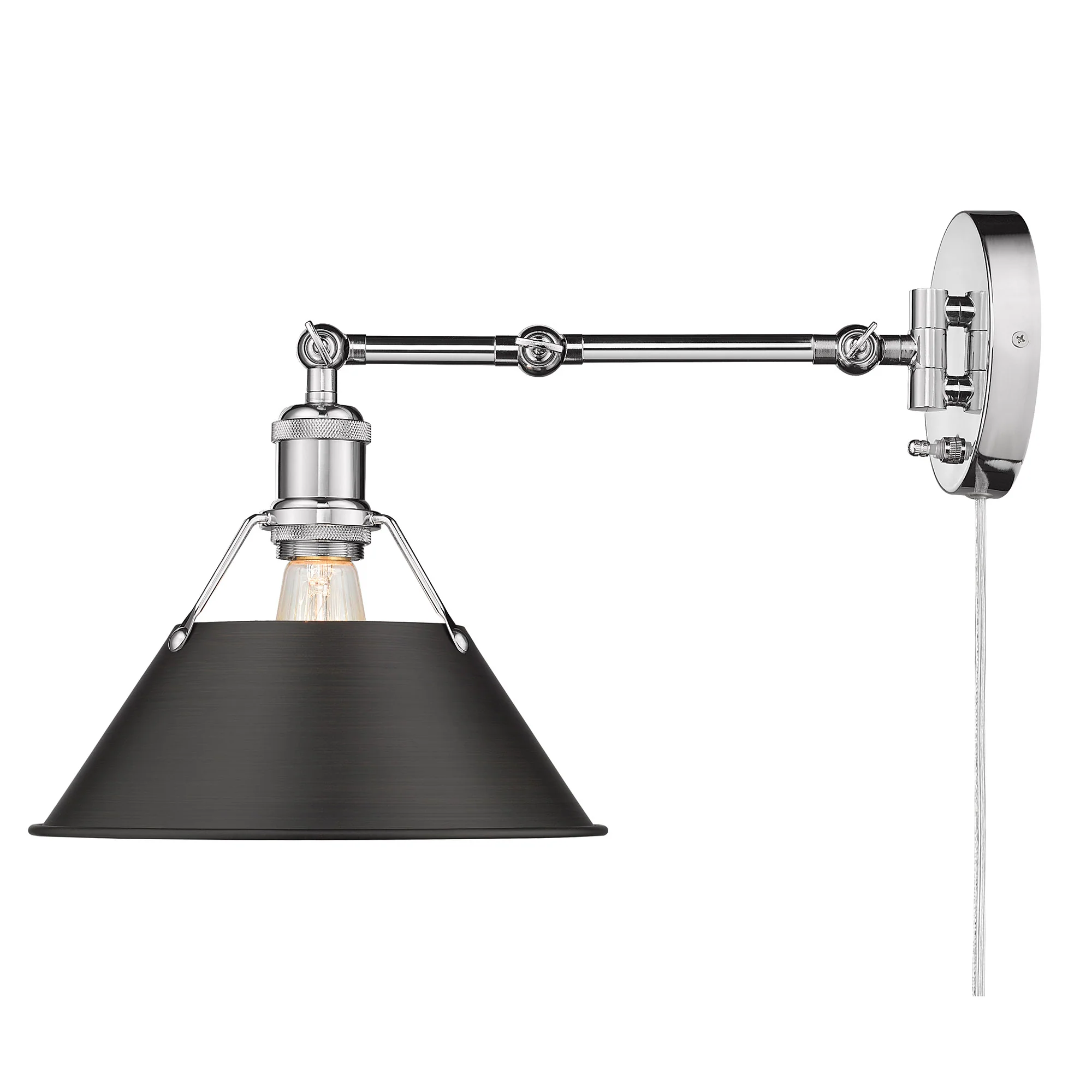 Orwell 1-light Swing Arm Wall Lamp in Chrome and Rubbed Bronze shade - Image 2