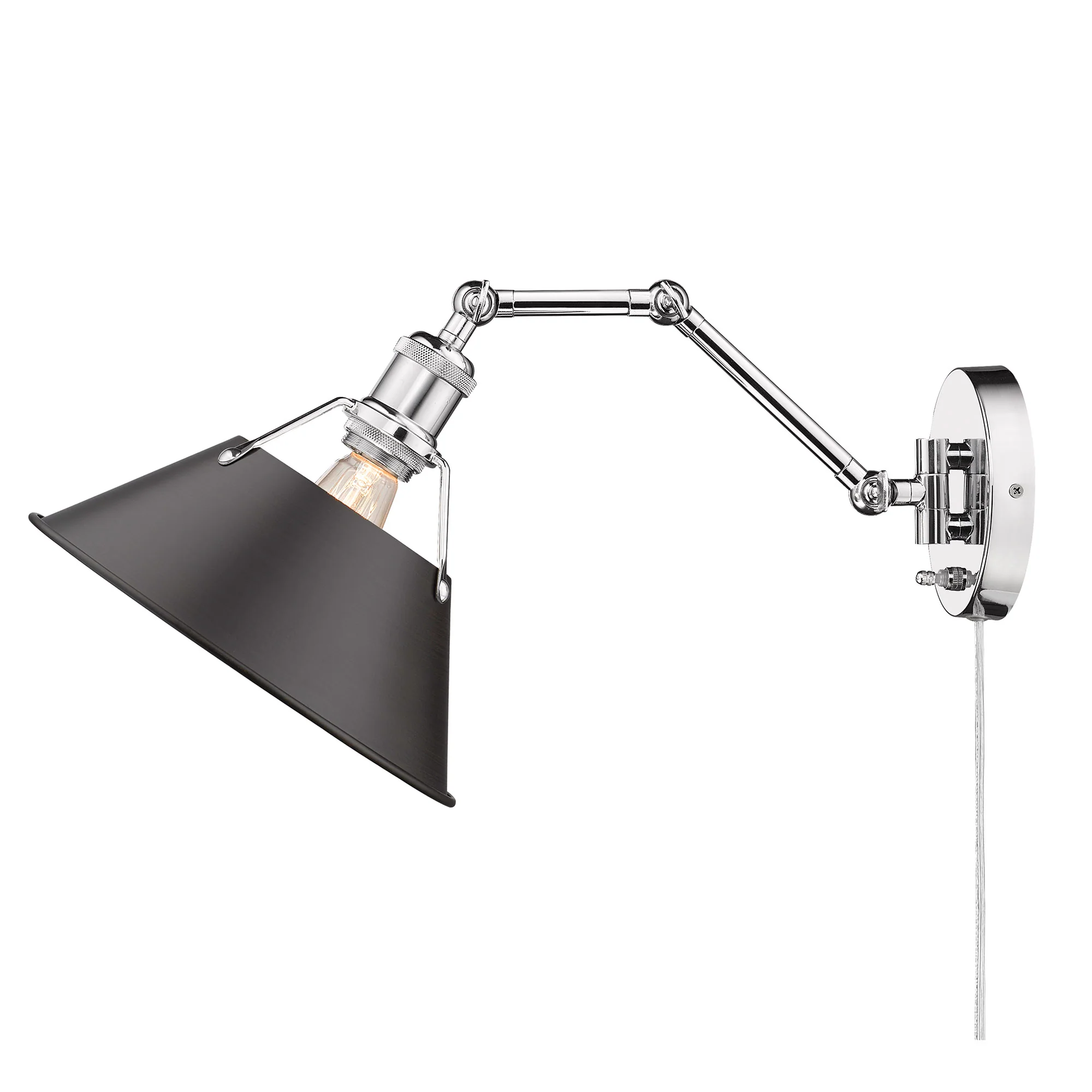 Orwell 1-light Swing Arm Wall Lamp in Chrome and Rubbed Bronze shade - Image 4