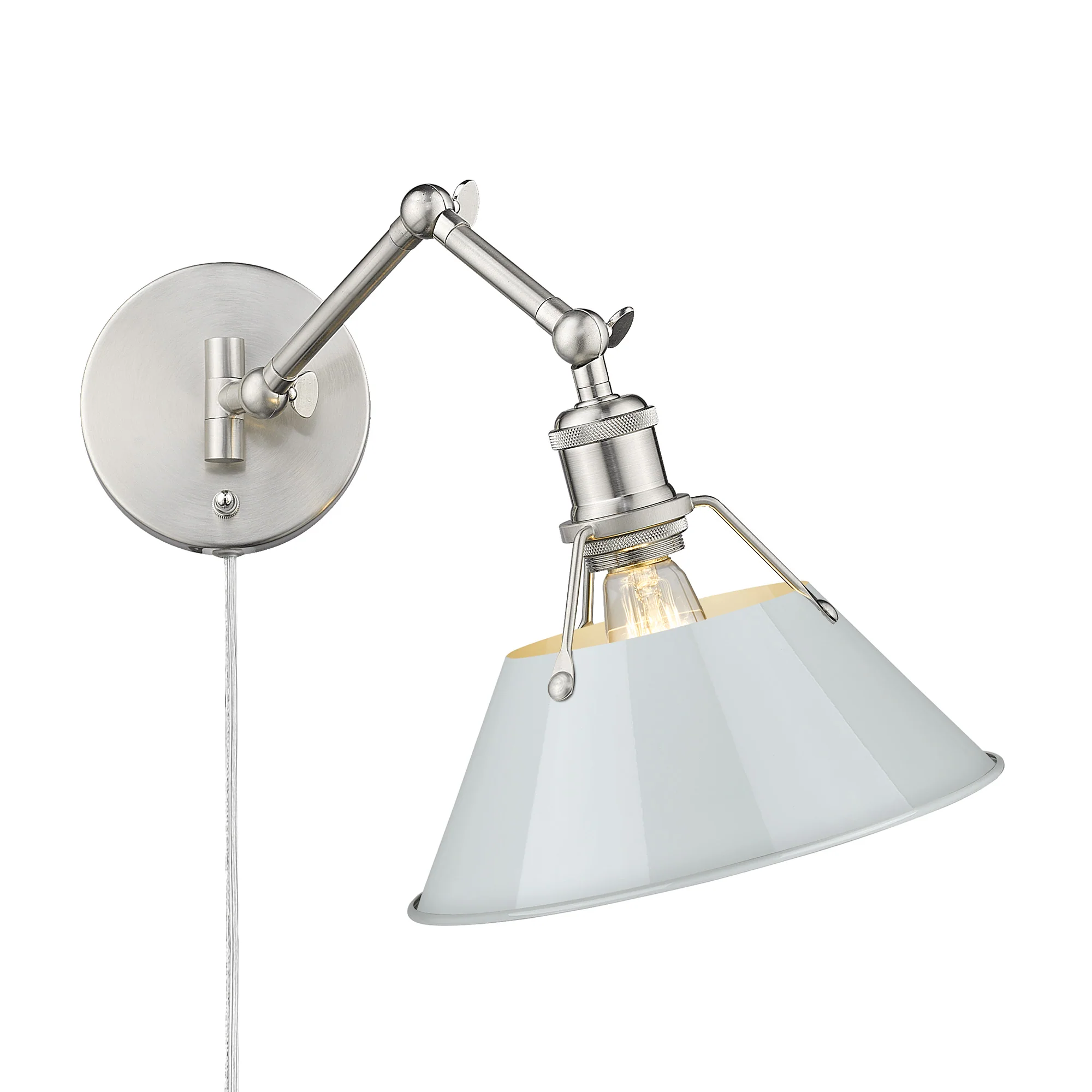 Orwell 1-light Swing Arm Wall Lamp in Pewter and Dusky Blue shade - Image 2
