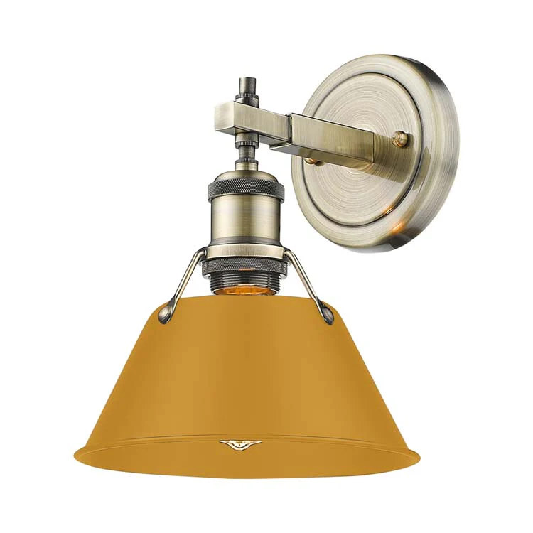 Orwell 1-light Vanity in Aged Brass and Auric Yellow shade