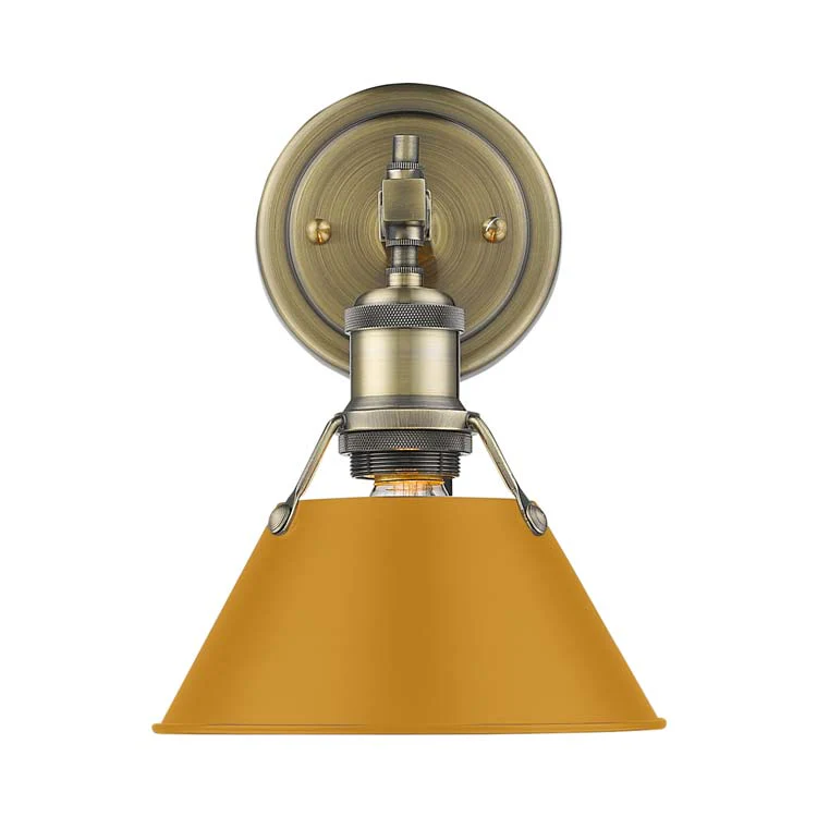 Orwell 1-light Vanity in Aged Brass and Auric Yellow shade - Image 2