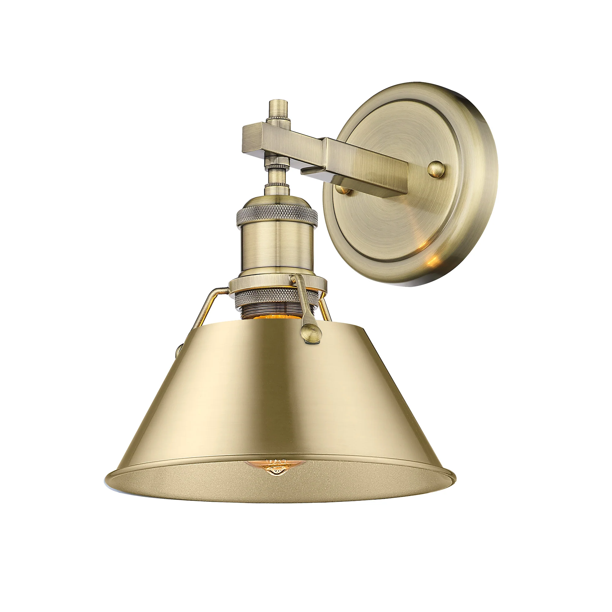 Orwell 1-light Vanity in Aged Brass and Brushed Champagne Brass shade