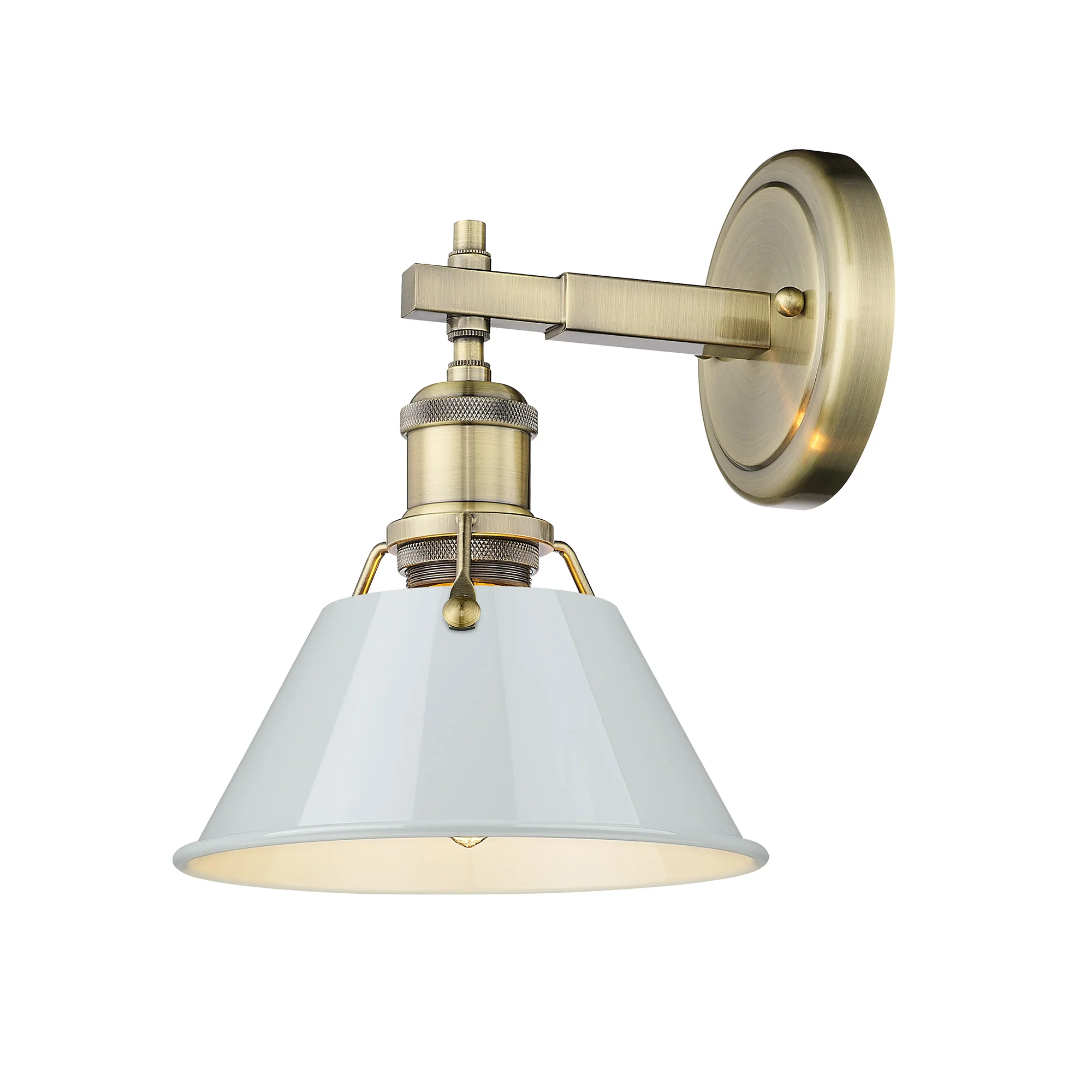 Orwell 1-light Vanity in Aged Brass and Dusky Blue shade - Image 2