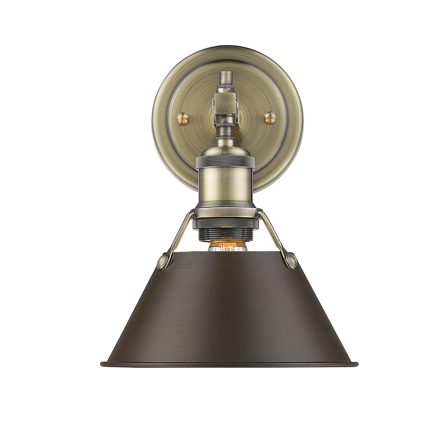 Orwell 1-light Vanity in Aged Brass and Matte Black shade - Image 2