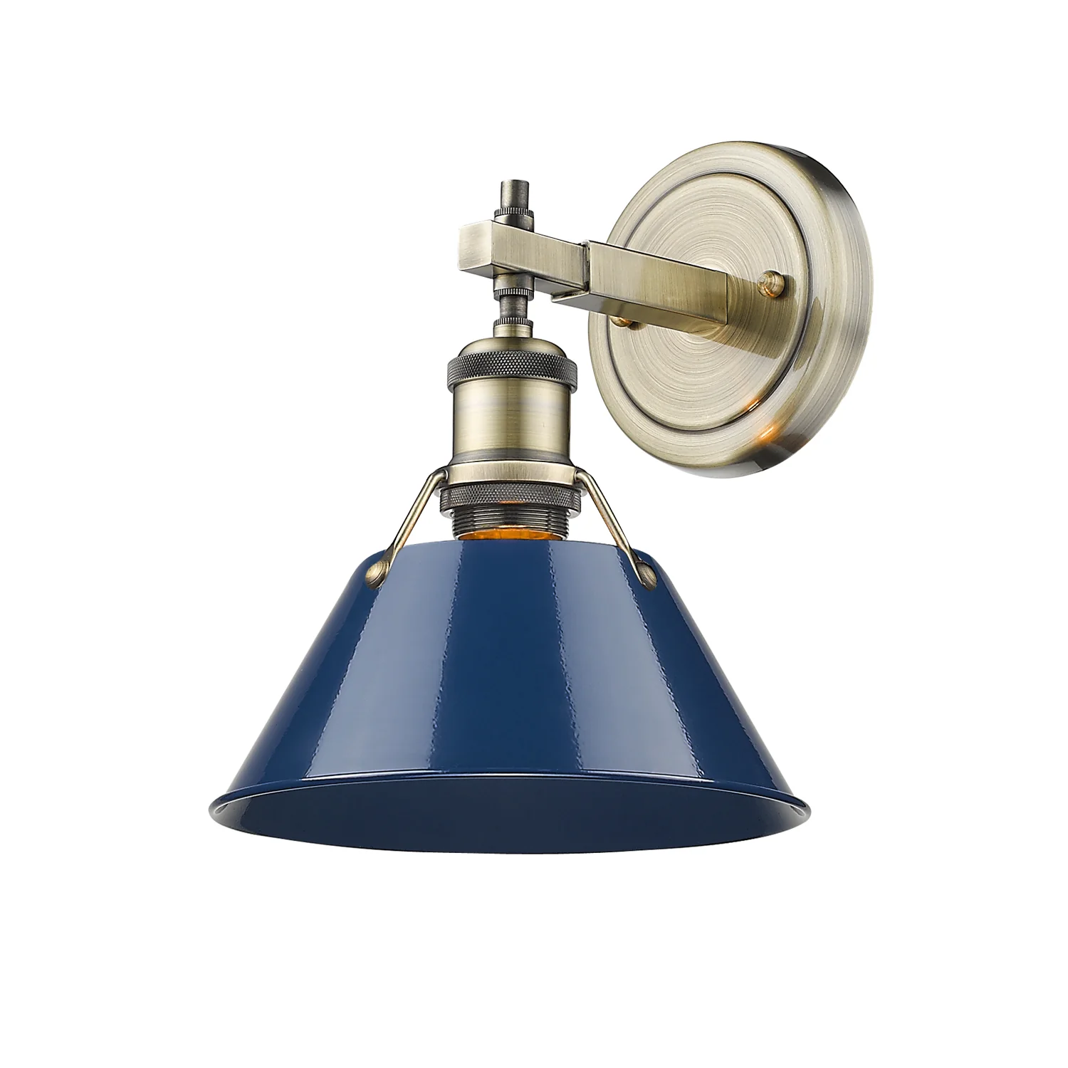 Orwell 1-light Vanity in Aged Brass and Navy Blue shade