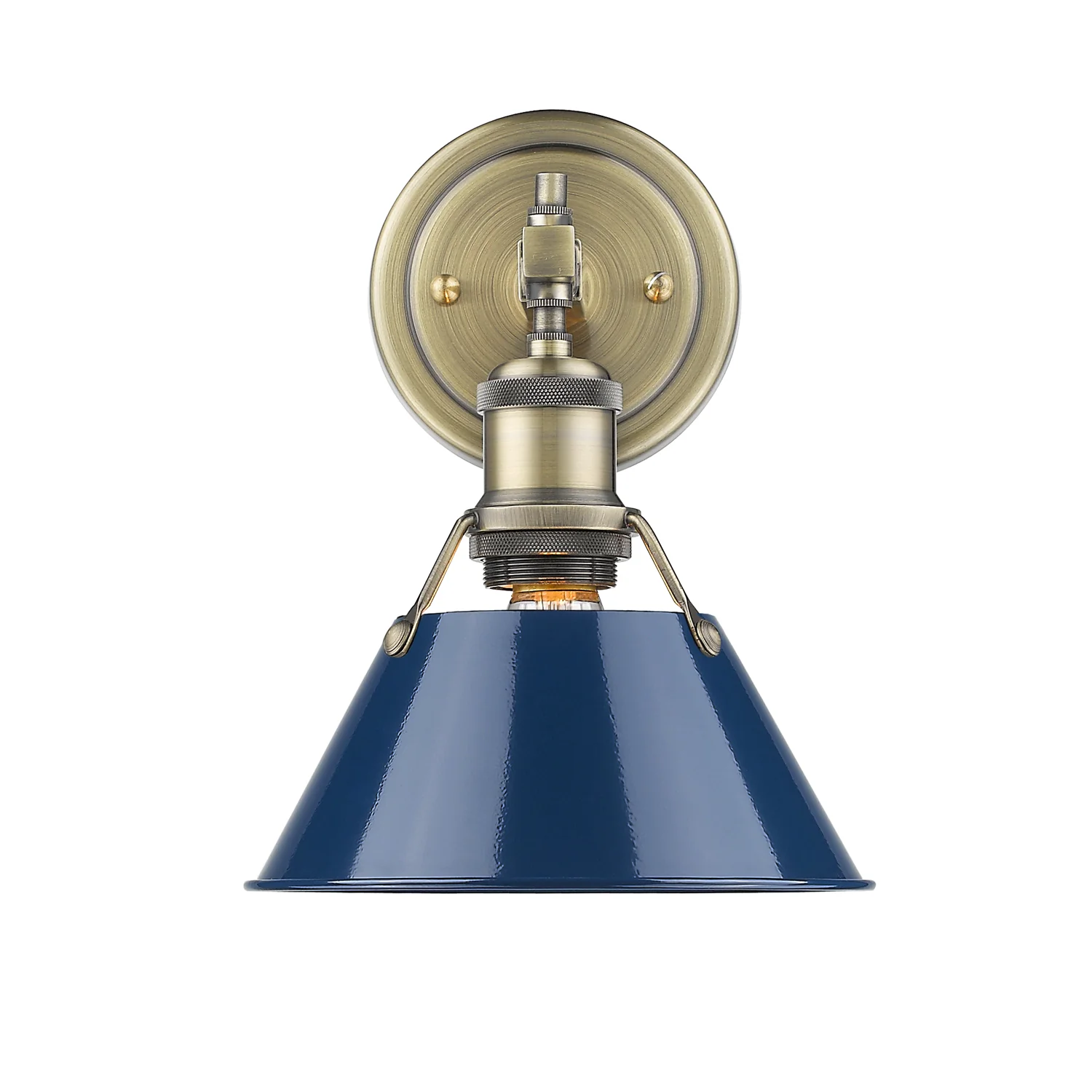 Orwell 1-light Vanity in Aged Brass and Navy Blue shade - Image 2