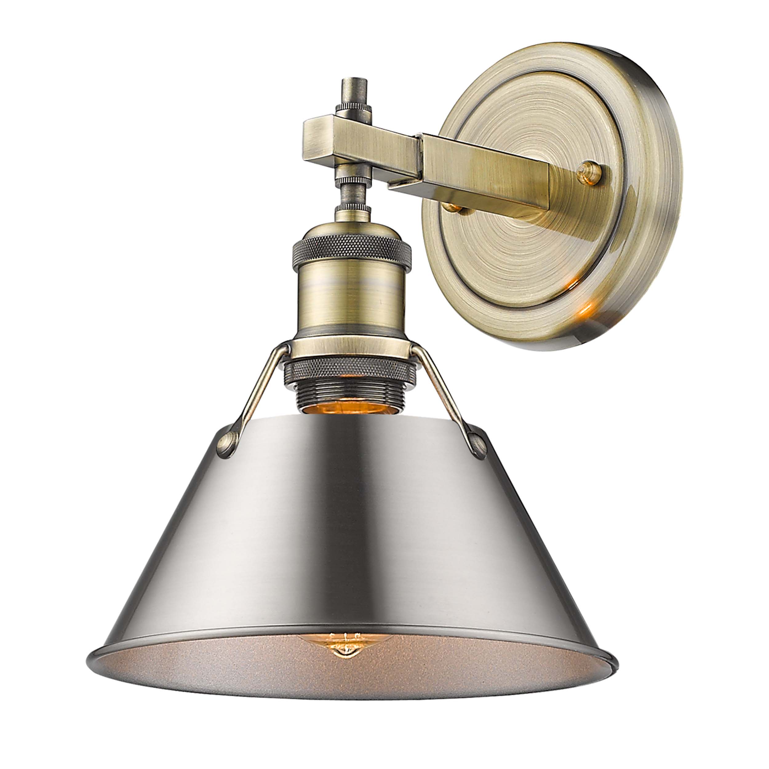 Orwell 1-light Vanity in Aged Brass and Pewter shade