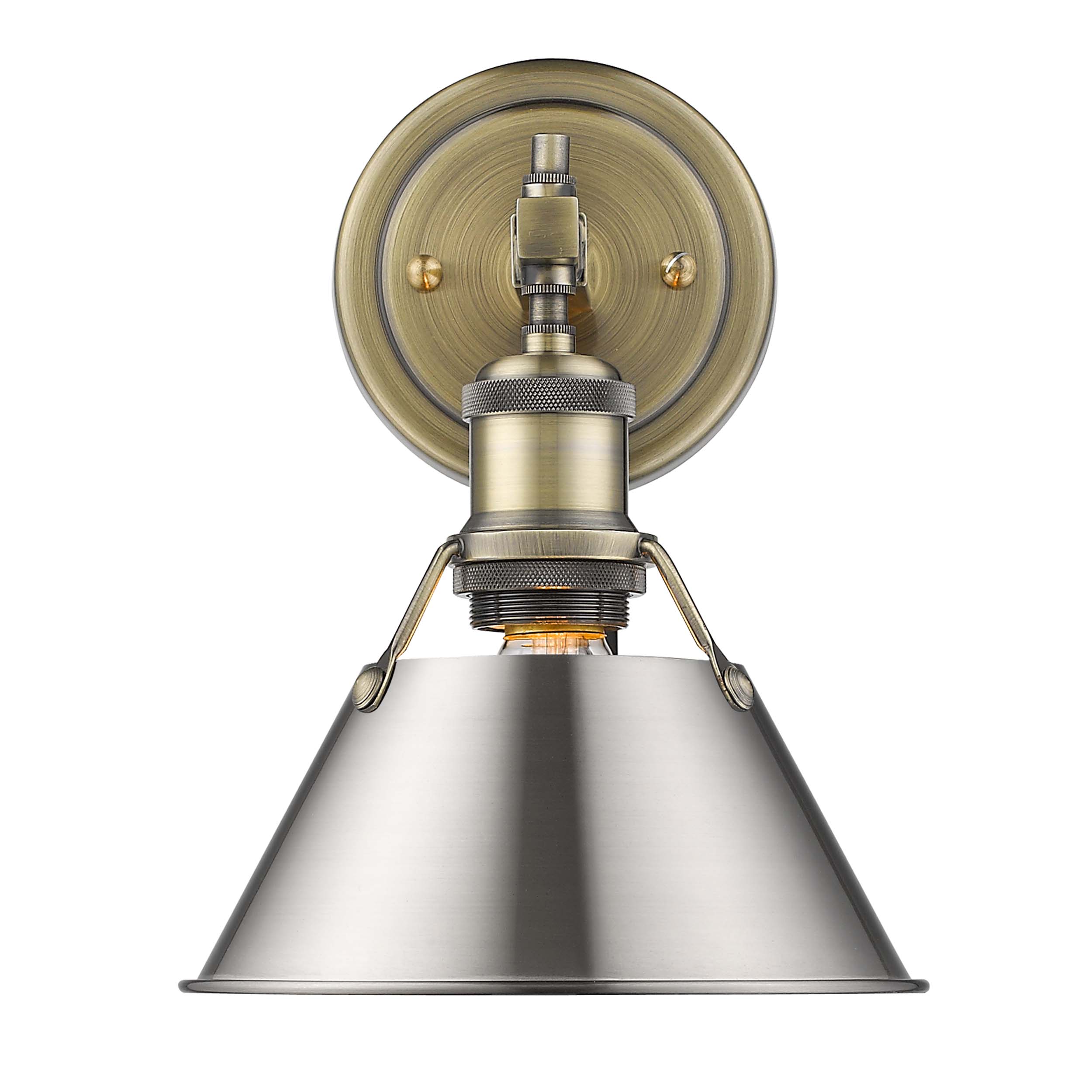 Orwell 1-light Vanity in Aged Brass and Pewter shade - Image 2
