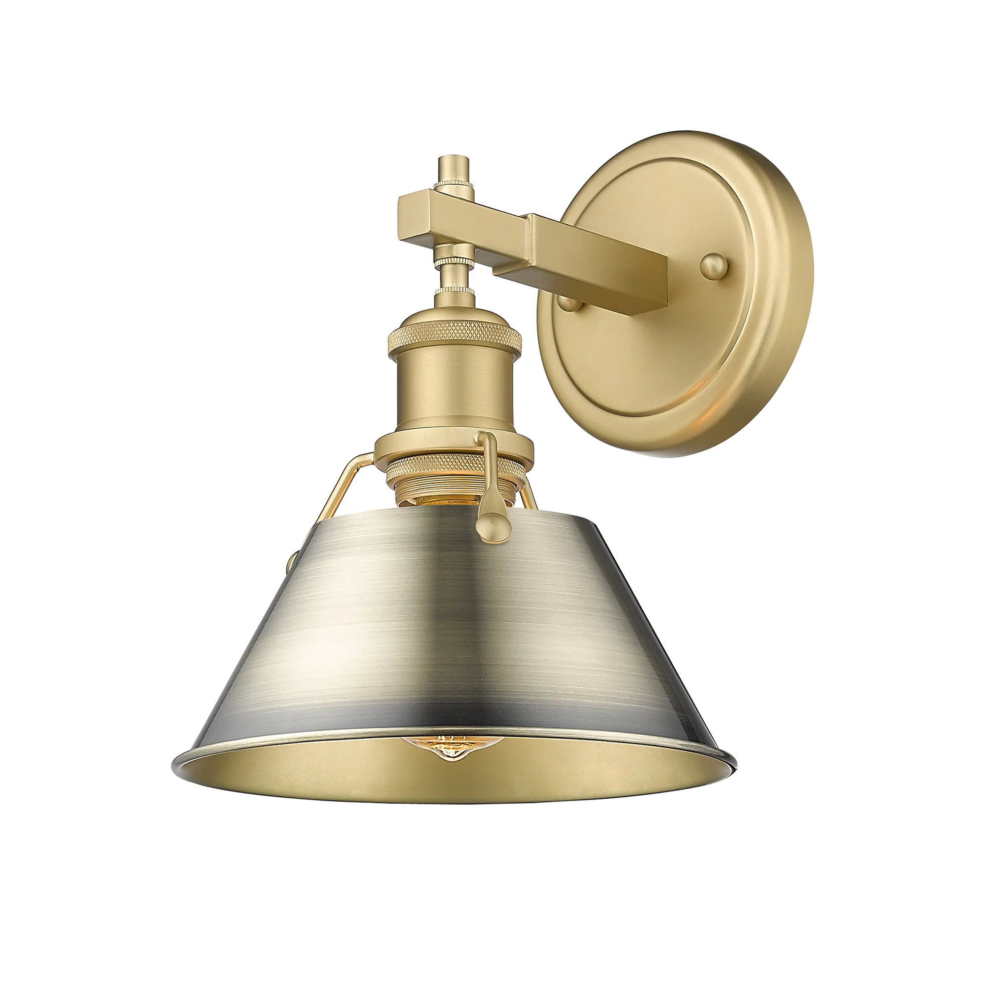 Orwell 1-light Vanity in Brushed Champagne Brass and Aged Brass shade