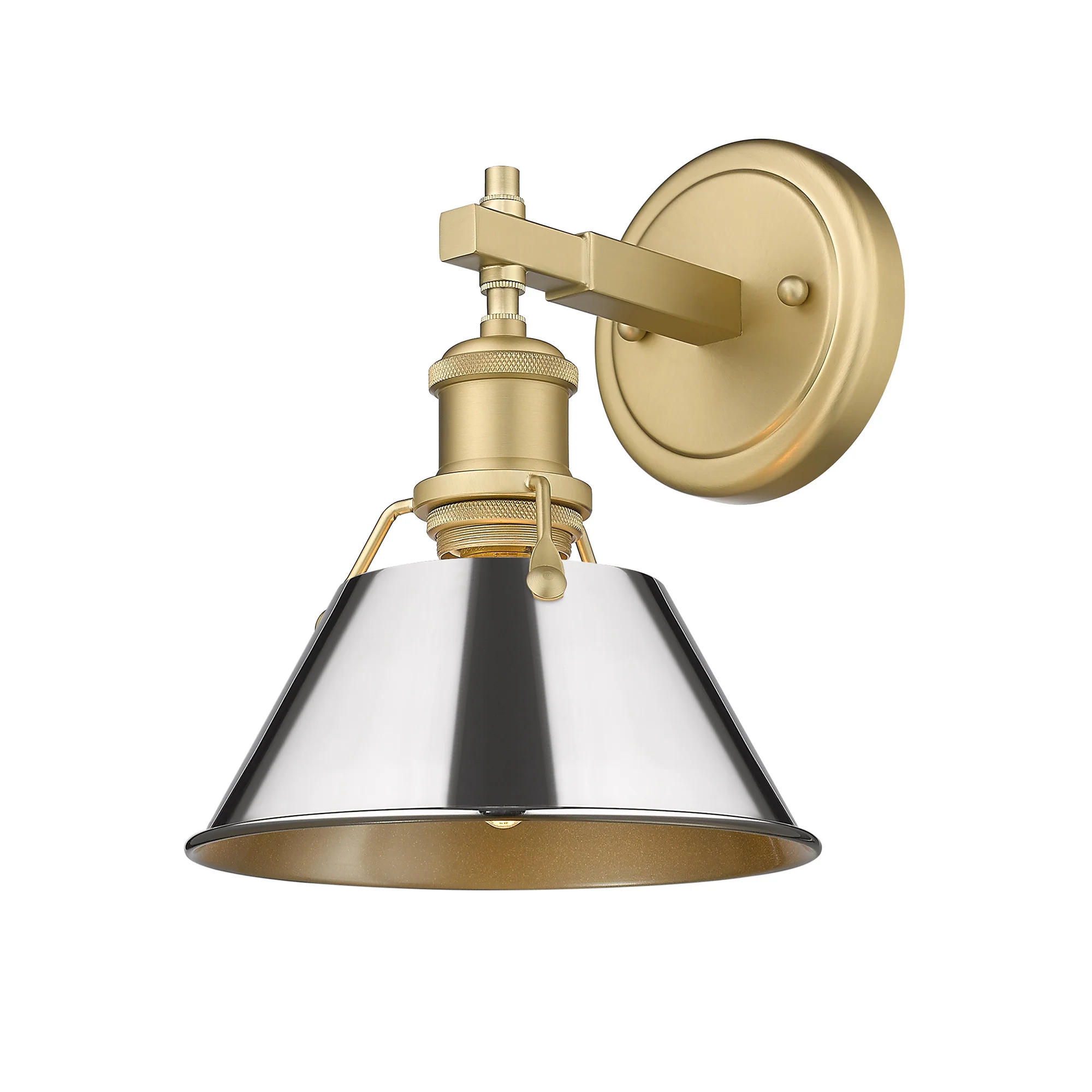 Orwell 1-light Vanity in Brushed Champagne Brass and Chrome shade