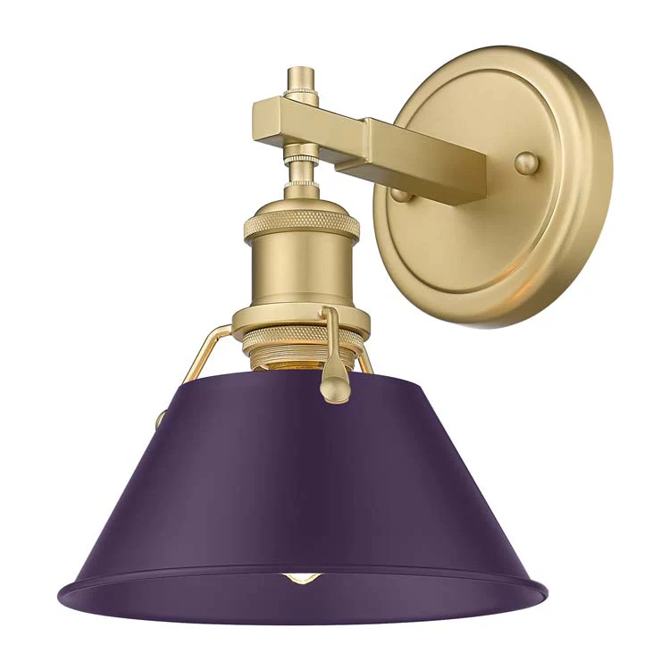Orwell 1-light Vanity in Brushed Champagne Brass and Exotic Purple shade