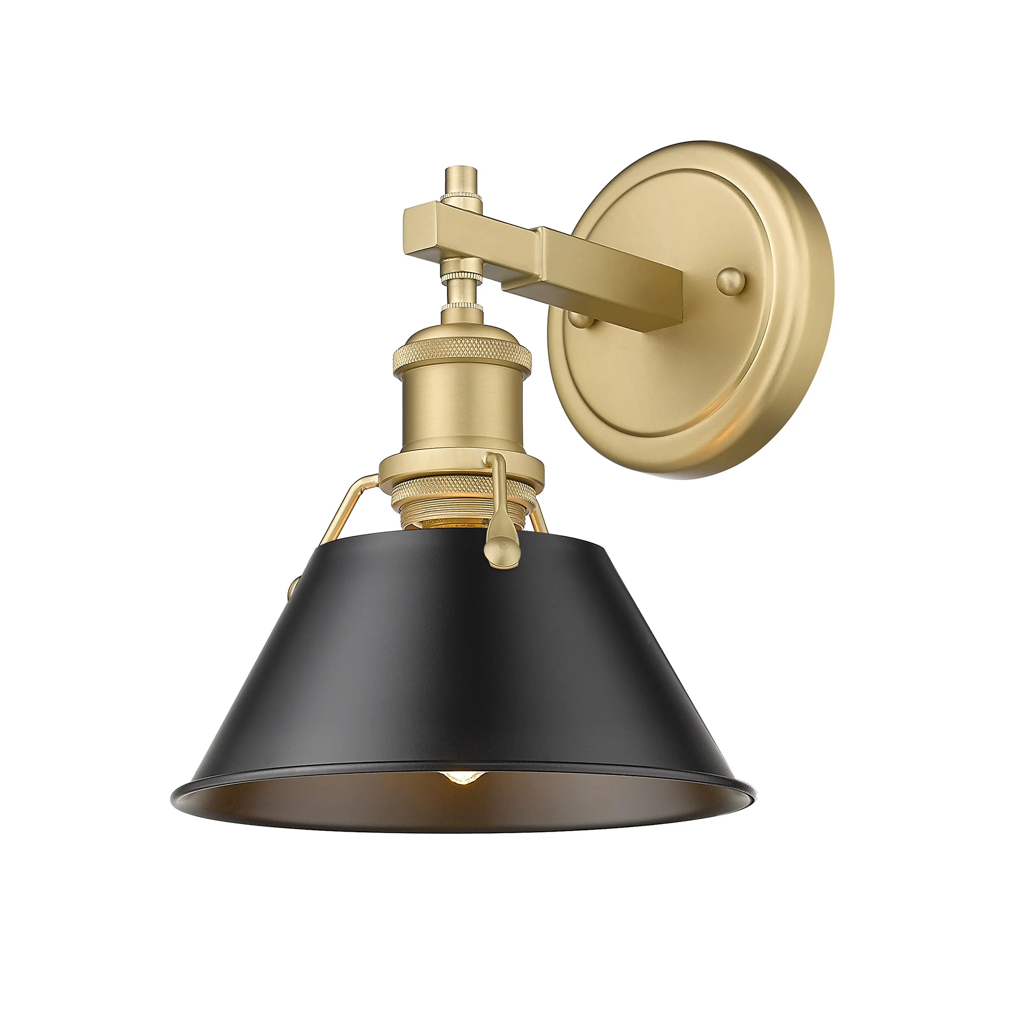 Orwell 1-light Vanity in Brushed Champagne Brass and Matte Black shade