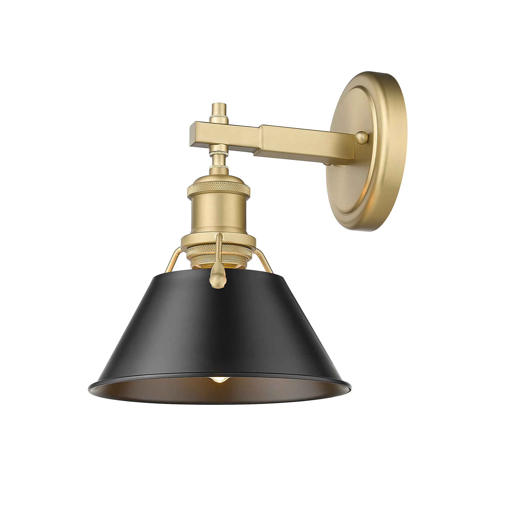 Orwell 1-light Vanity in Brushed Champagne Brass and Matte Black shade - Image 2