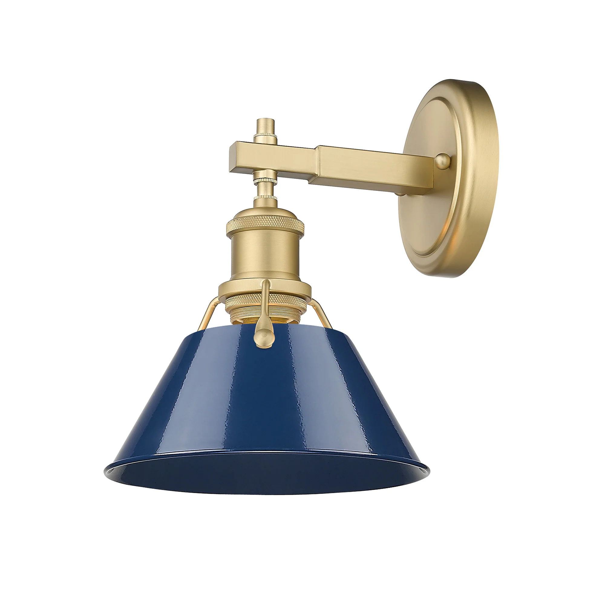 Orwell 1-light Vanity in Brushed Champagne Brass and Navy Blue shade - Image 2