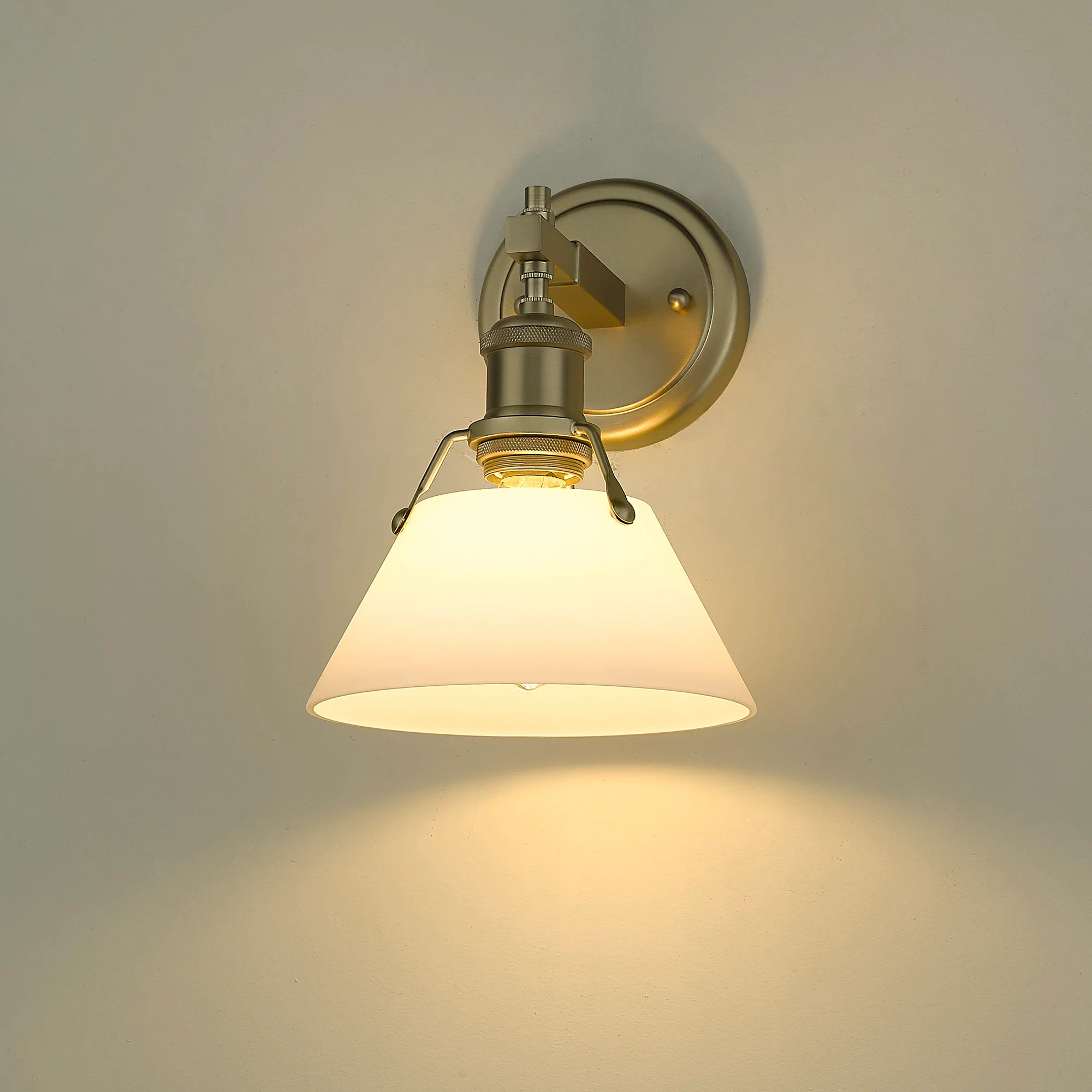 Orwell 1-light Vanity in Brushed Champagne Brass and Opal Glass - Image 4