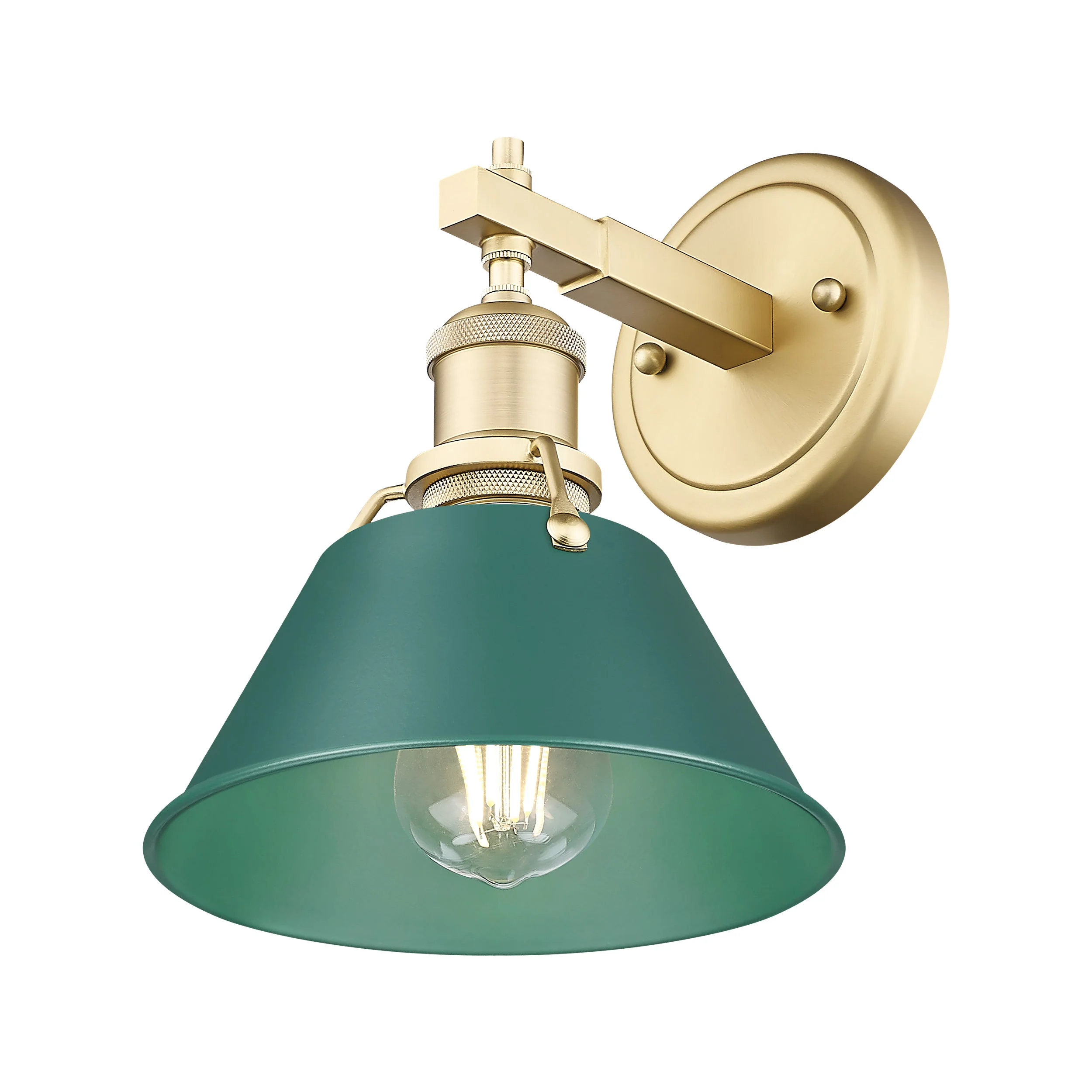 Orwell 1-light Vanity in Brushed Champagne Brass and Pine Green shade